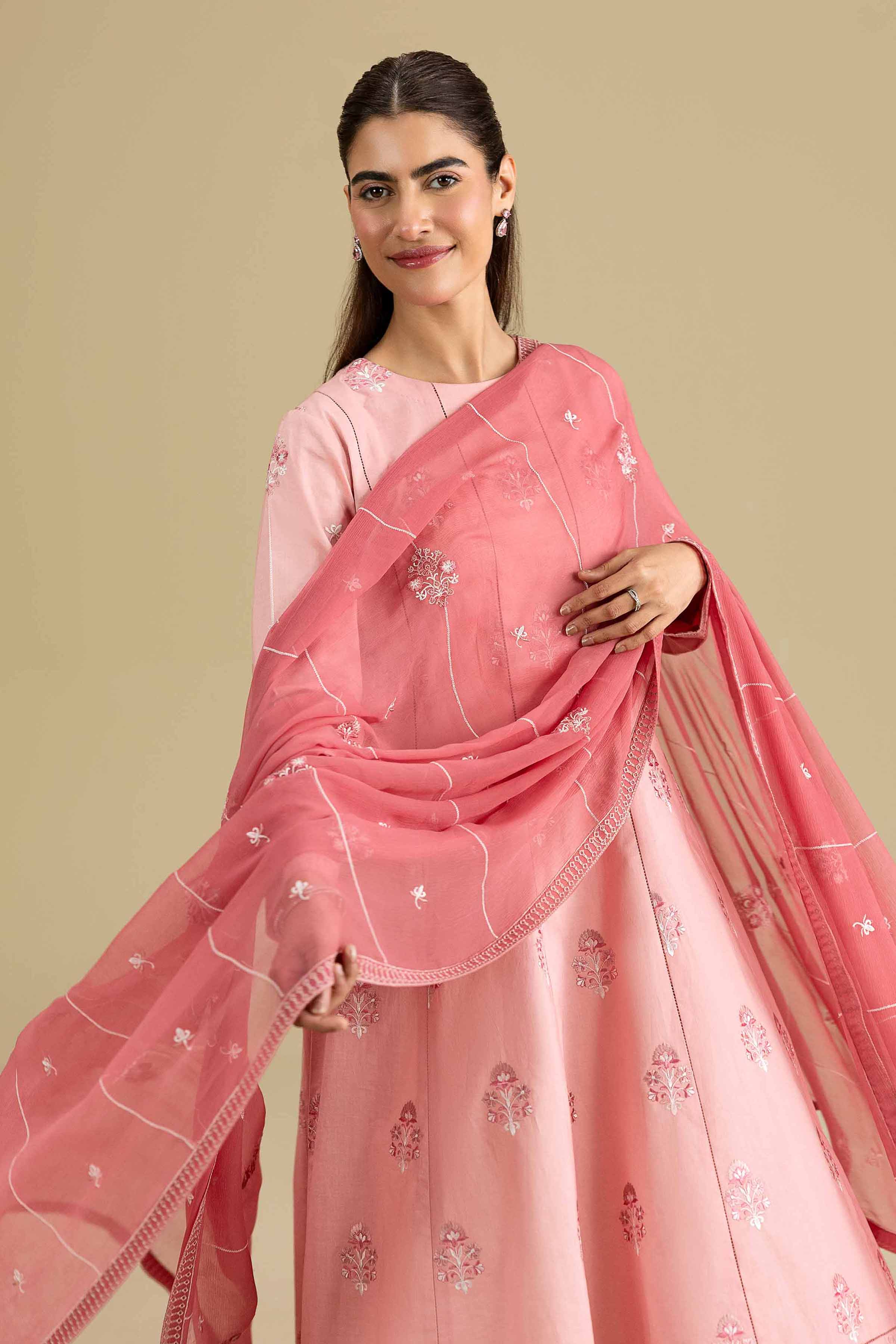 Nishat UK - Pink Embroidered Cambric 2 Pieces ready to wear luxury Dress