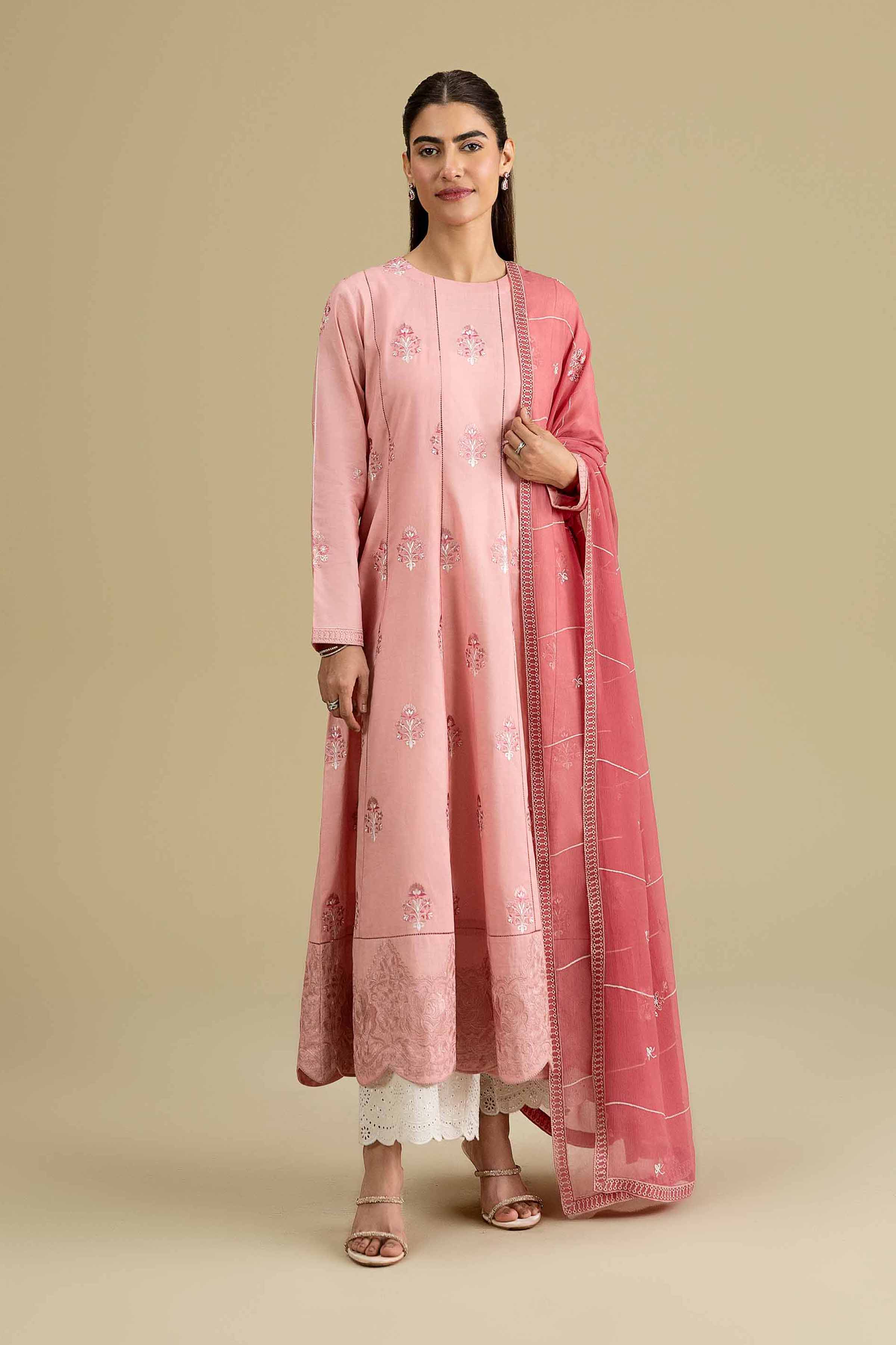 Nishat UK - Pink Embroidered Cambric 2 Pieces ready to wear luxury Dress