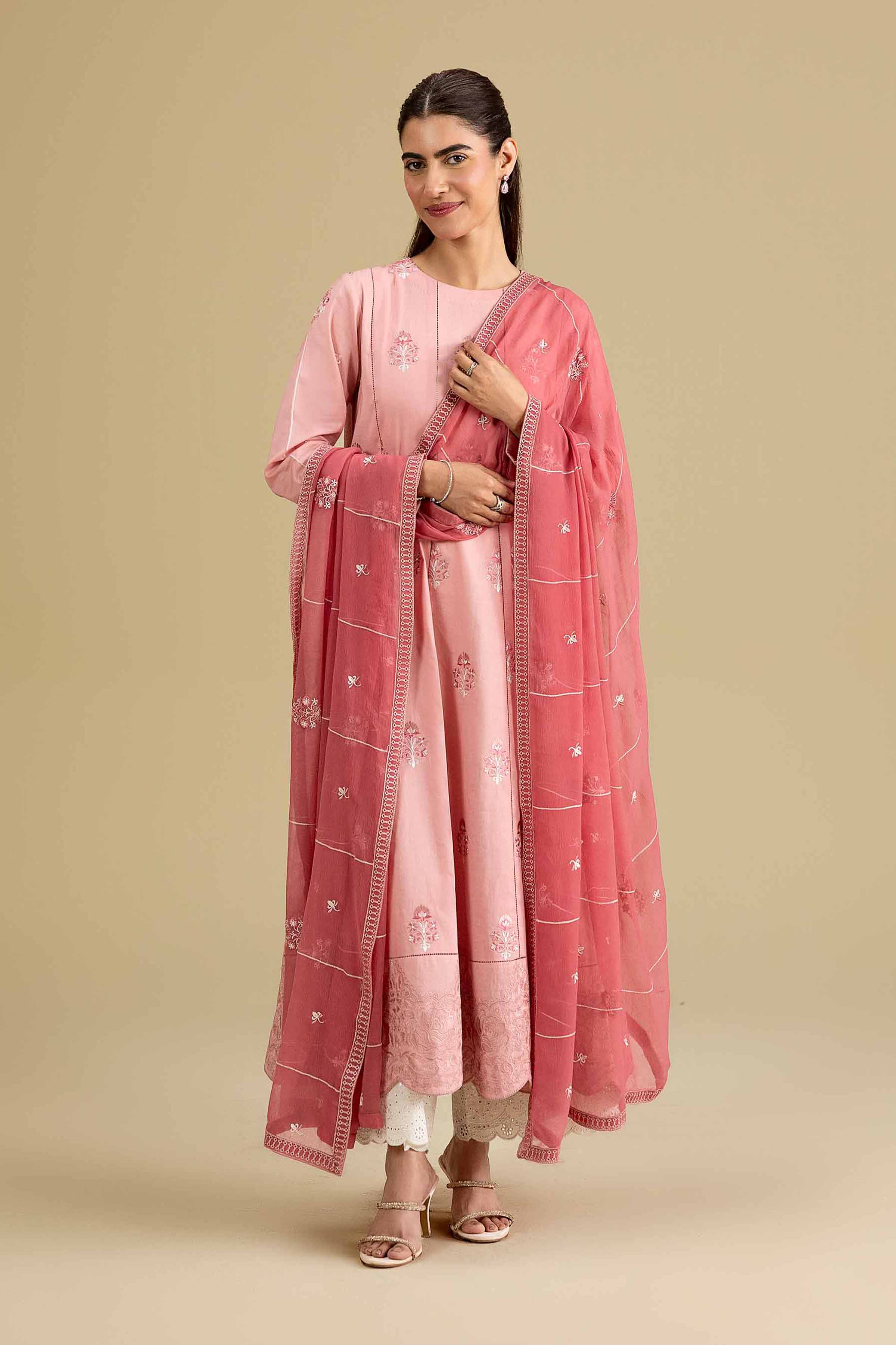 Nishat UK - Pink Embroidered Cambric 2 Pieces ready to wear luxury Dress