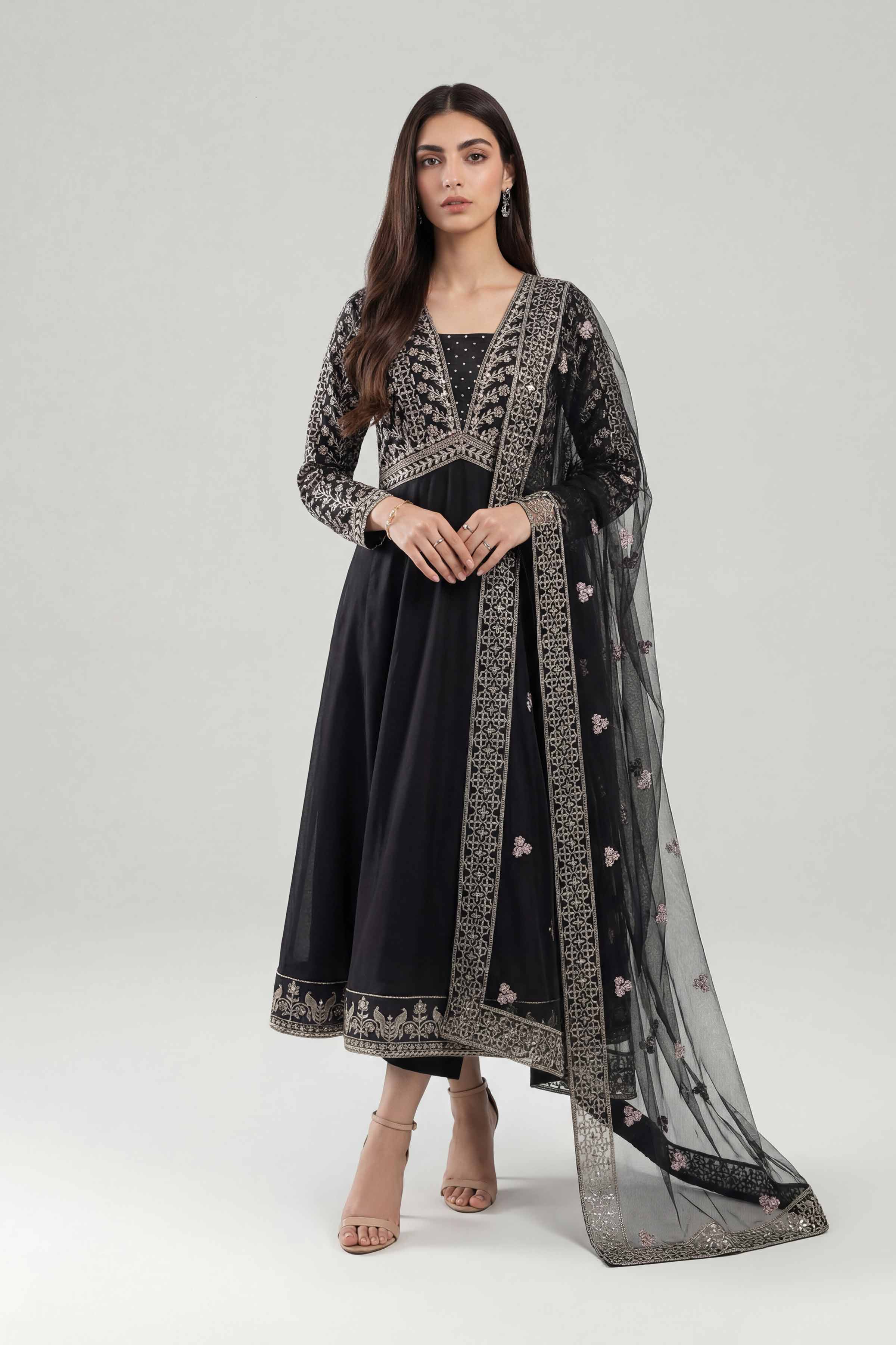 Nishat UK - Black Embroidered Cambric 2 Piece ready to wear luxury Dress