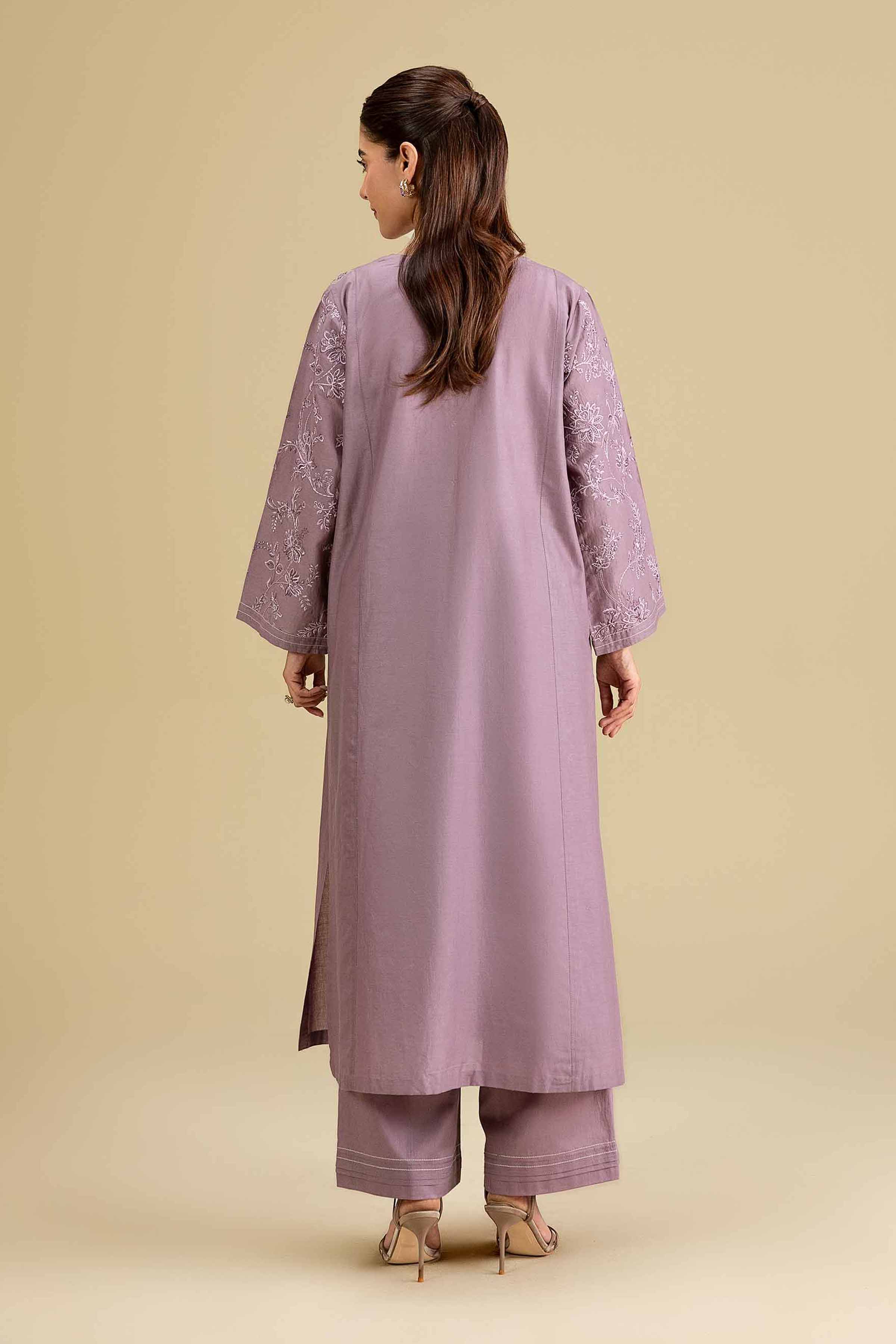 Nishat UK - Purple Embroidered Cambric 2-piece ready to wear luxury Dress