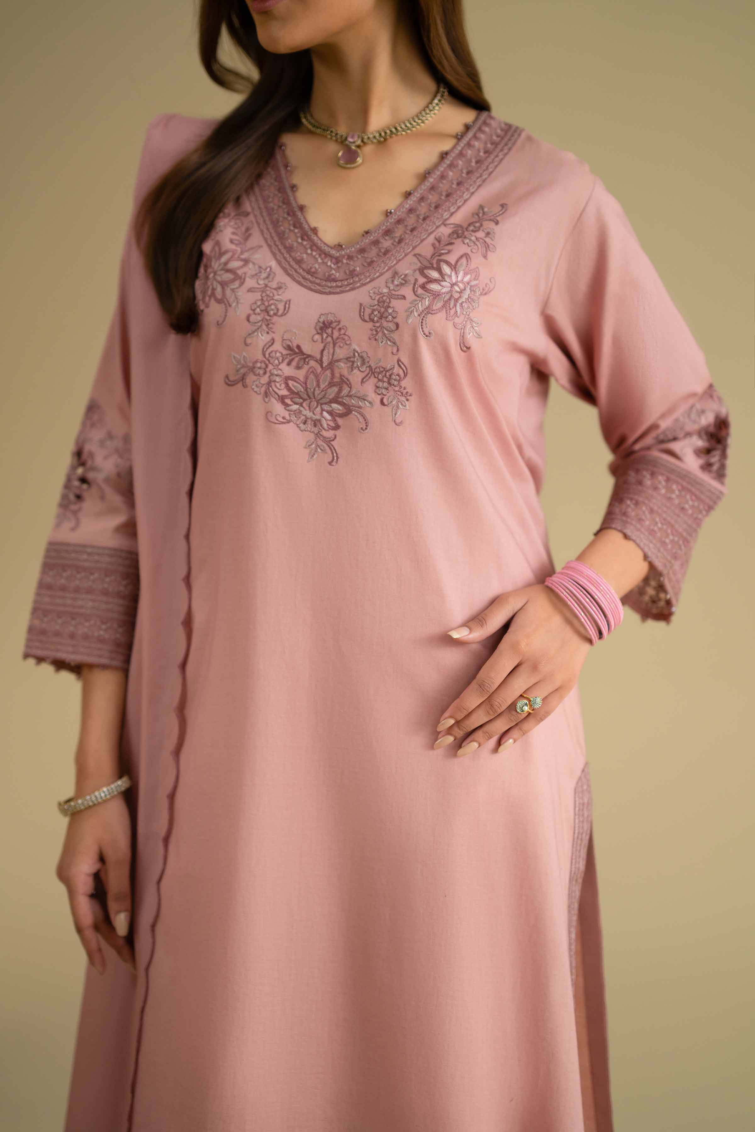 Nishat UK - Pink Embroidered Cambric 2 Pieces ready To Wear luxury Dress