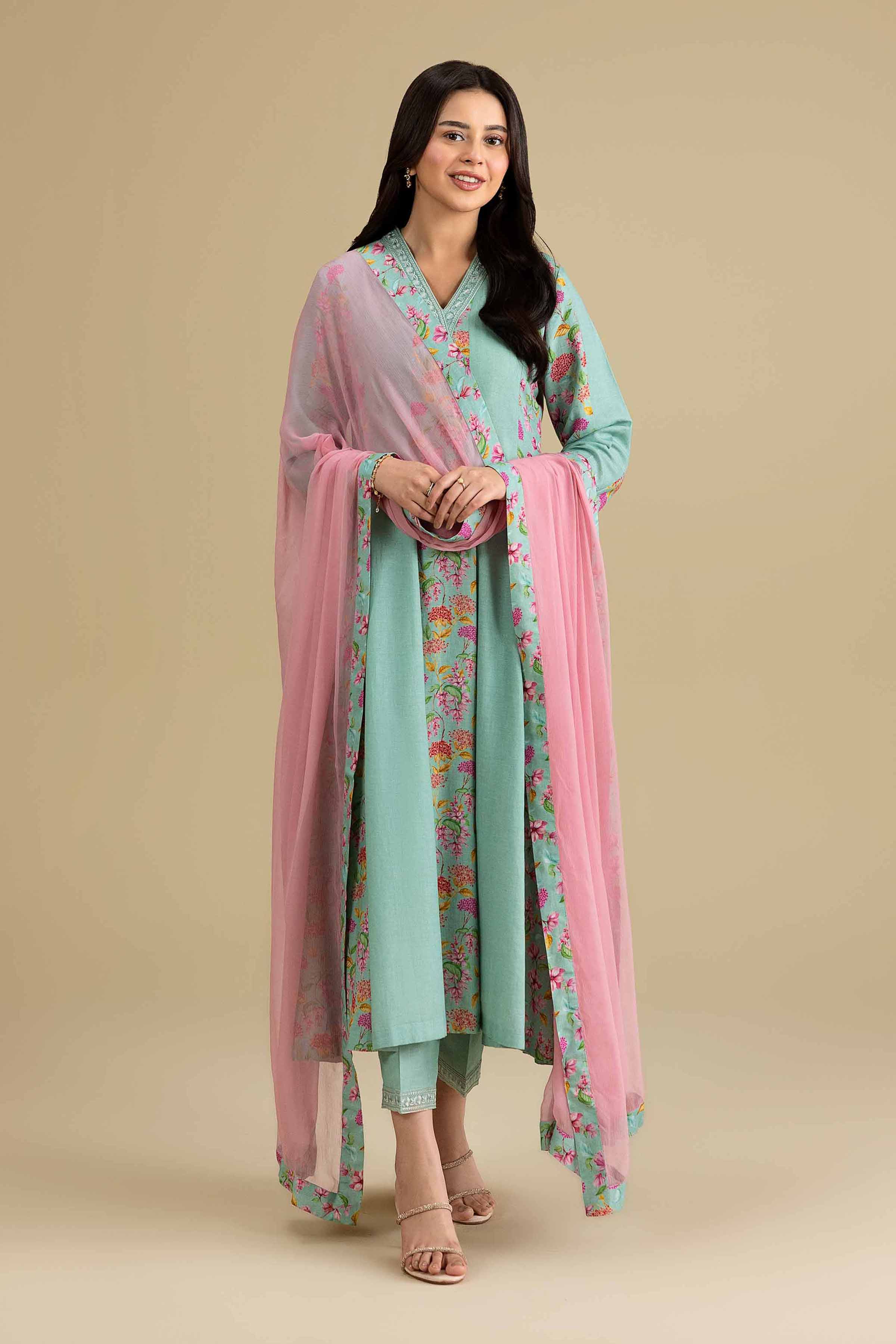 Nishat UK - Blue Embroidered Cotton 3 Pieces ready to wear luxury Suit