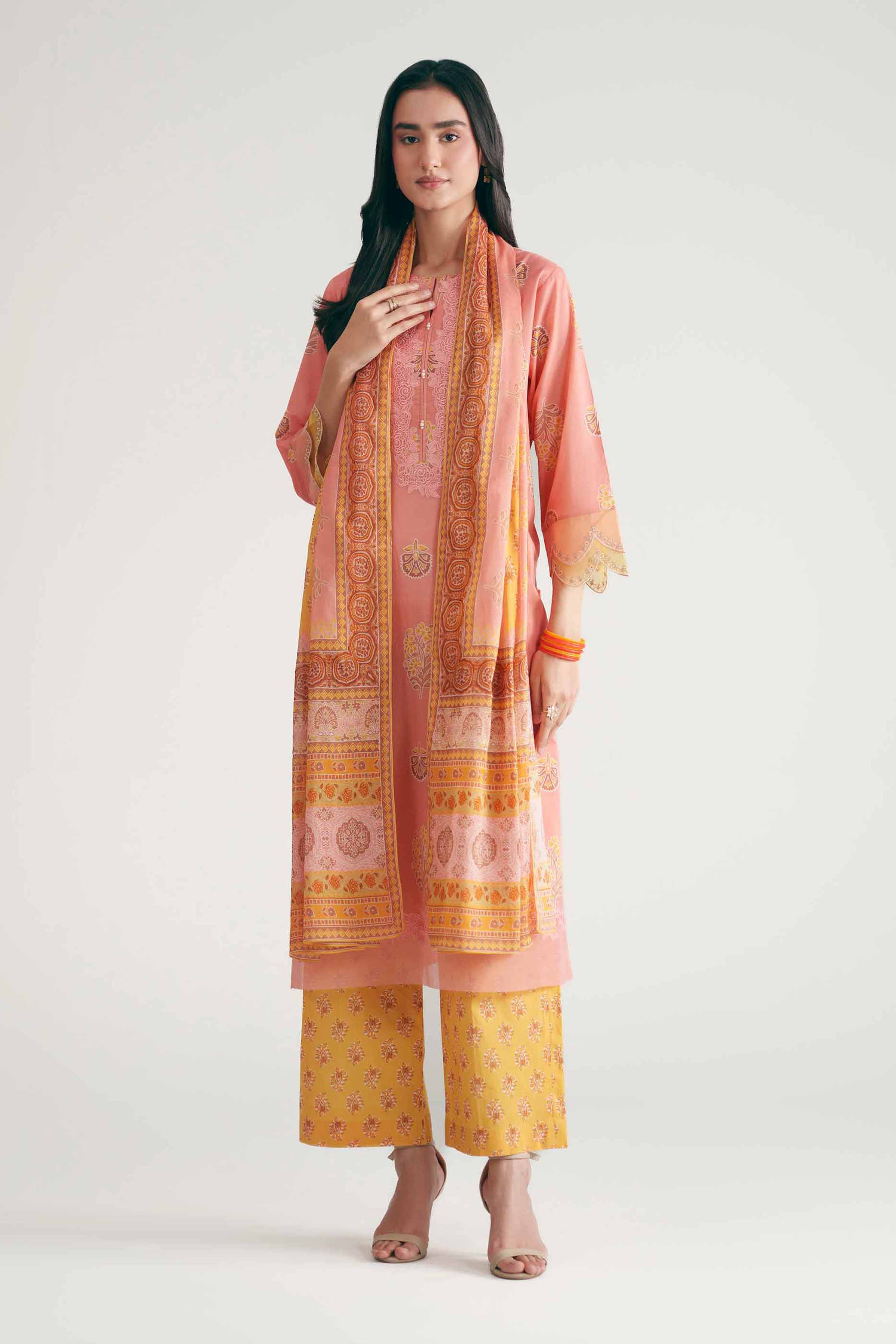 Nishat UK - Pink Embroidered Lawn 3 Pieces ready to wear luxury Suit