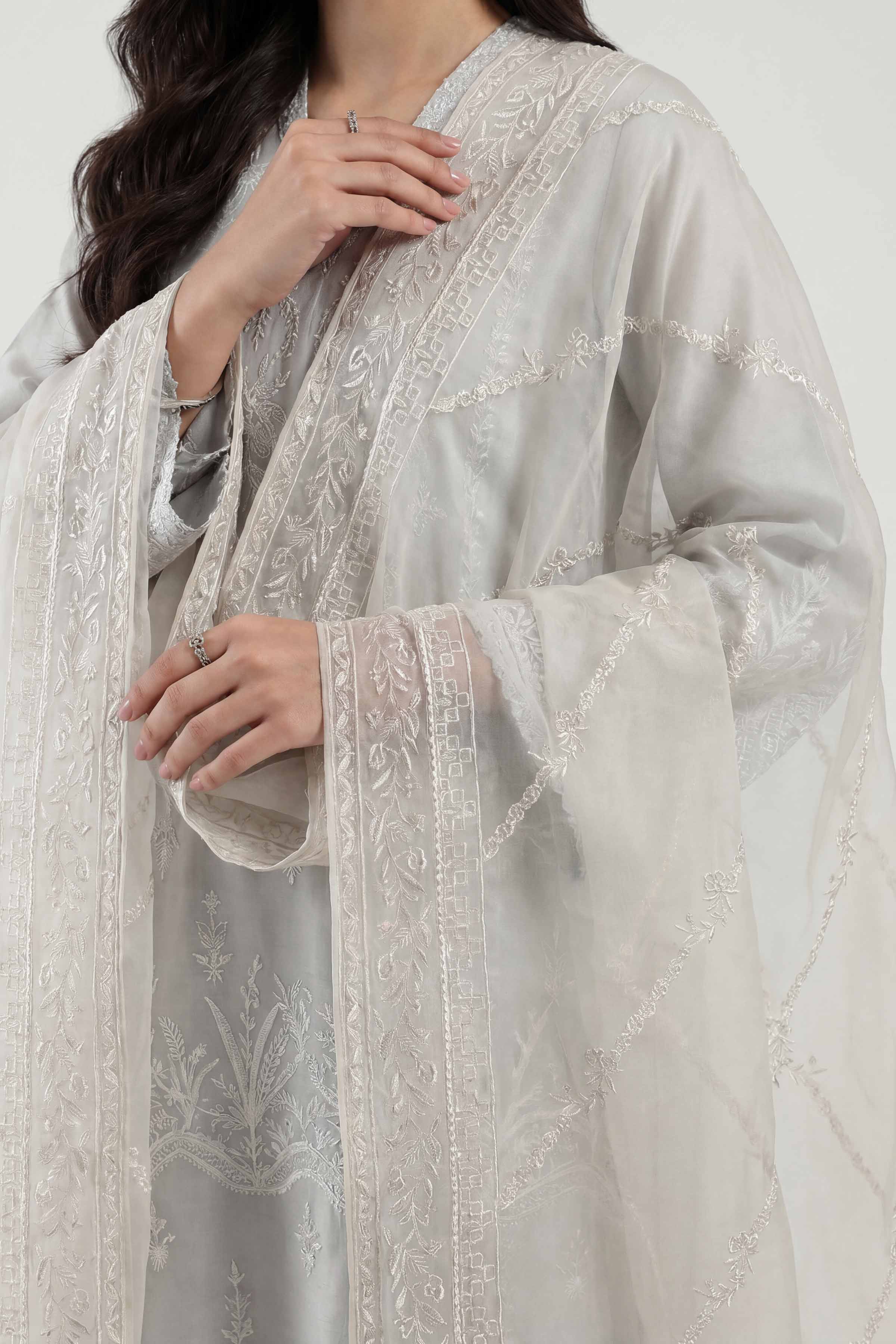 Nishat UK - Off White Embroidered Chiffon 1 Piece ready to wear luxury luxury Pret