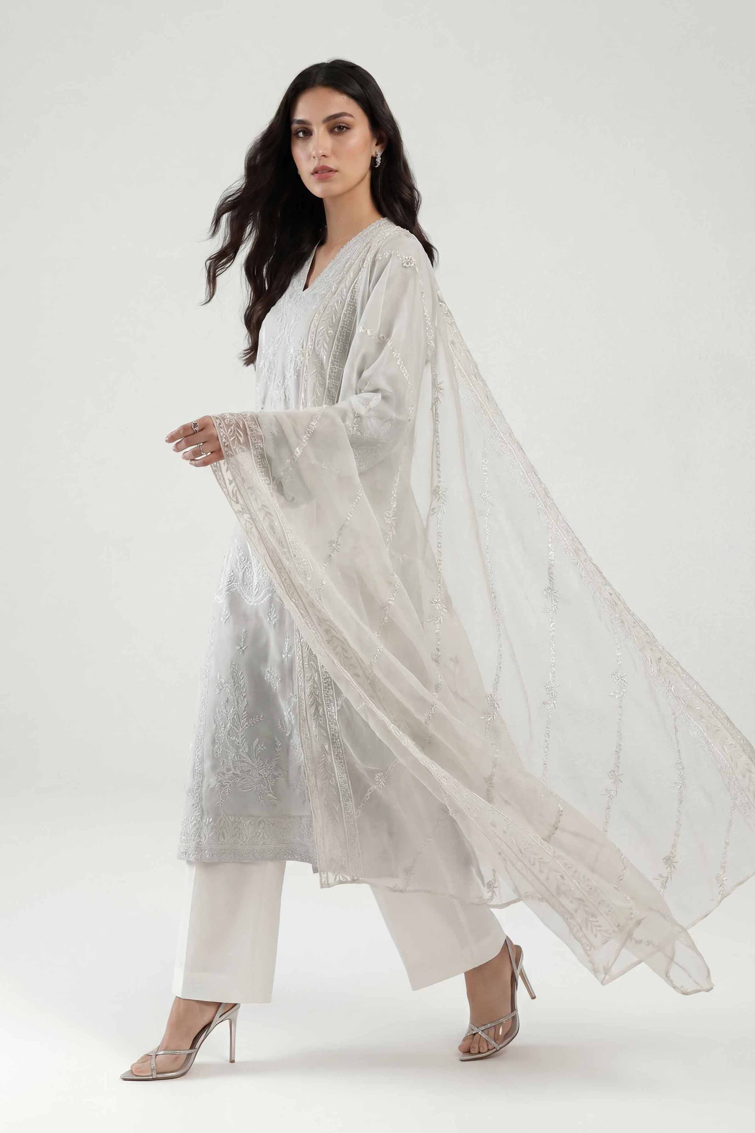 Nishat UK - Off White Embroidered Chiffon 1 Piece ready to wear luxury luxury Pret