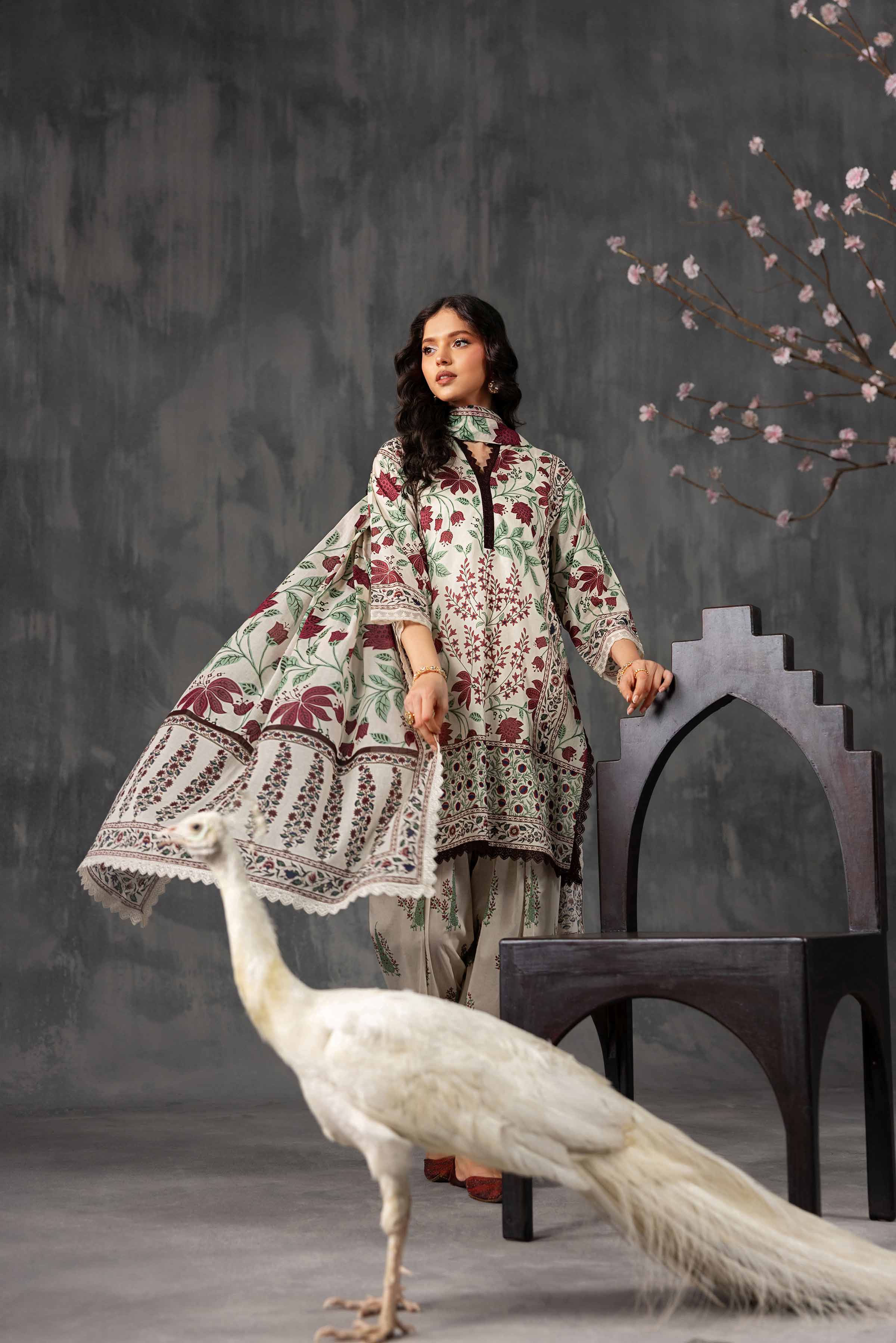Nishat UK - Off White Printed Lawn 3-piece ready to wear luxury Suit