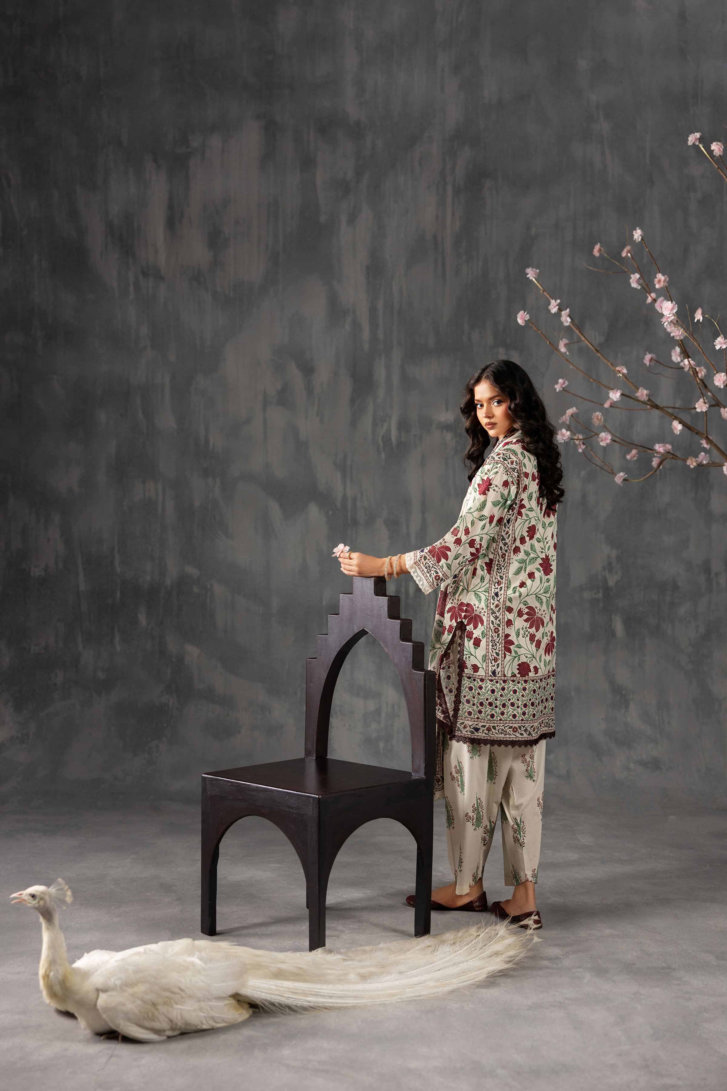 Nishat UK - Off White Printed Lawn 3-piece ready to wear luxury Suit