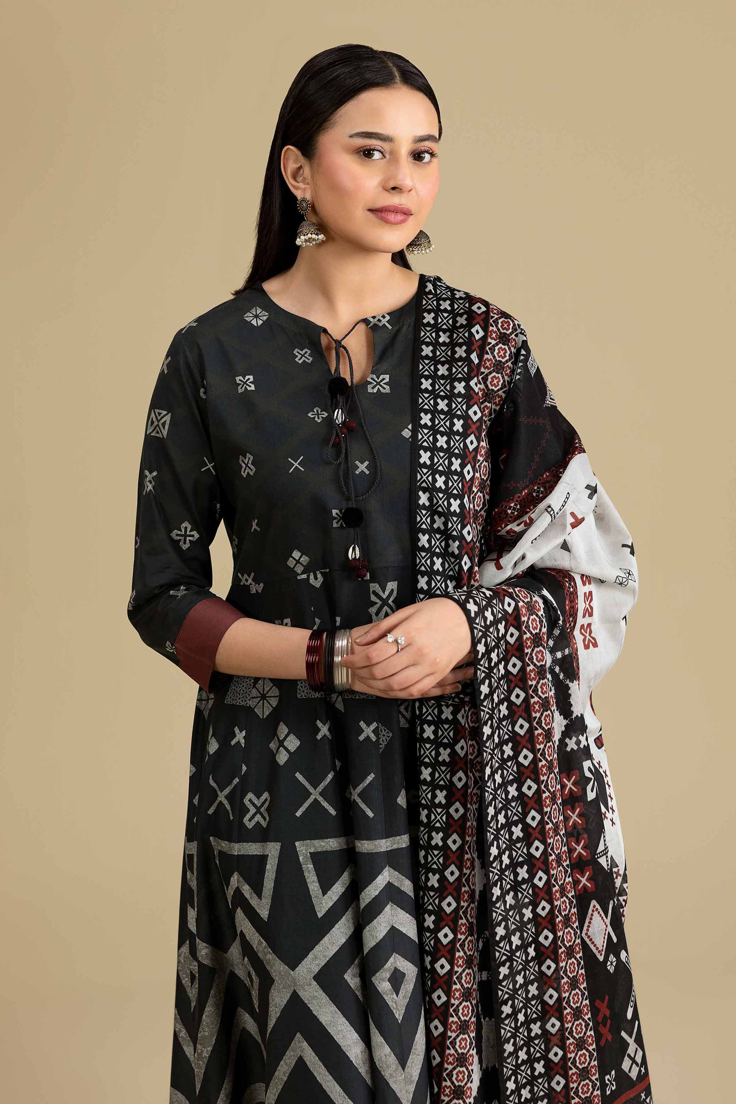 Nishat UK - Black Printed Cambric 3-piece ready to wear luxury Suit
