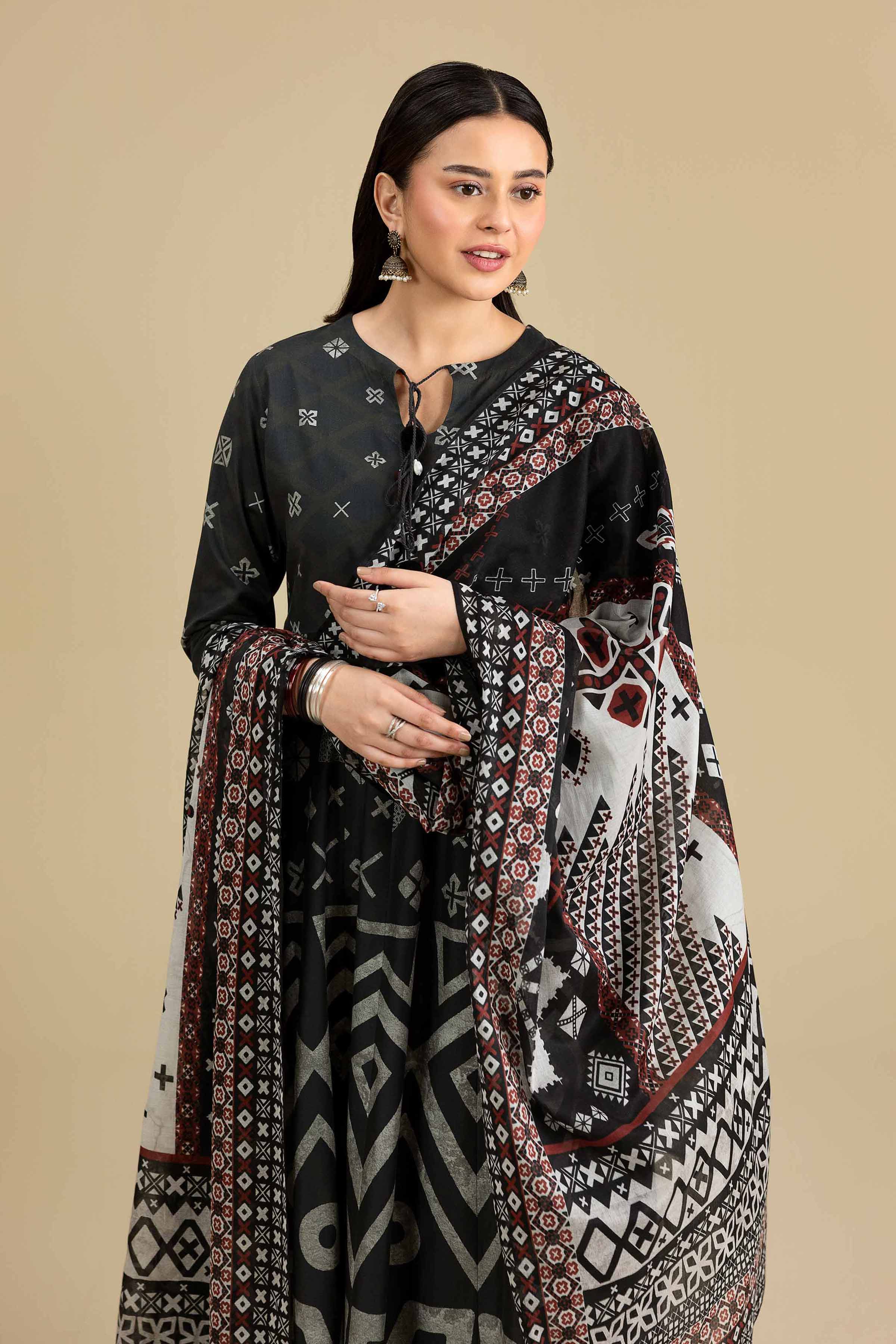 Nishat UK - Black Printed Cambric 3-piece ready to wear luxury Suit