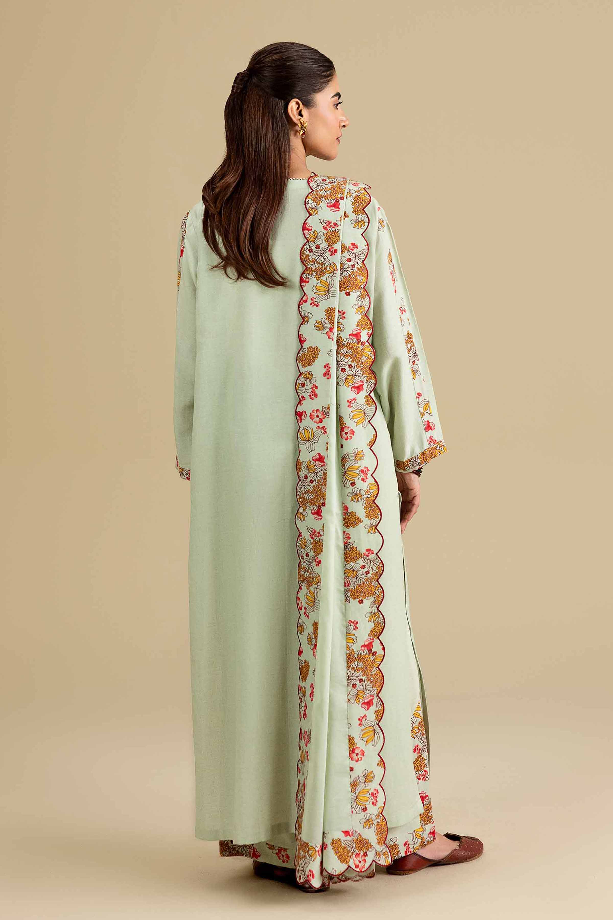 Nishat UK - Green Embroidered Cotton 3 Pieces ready To Wear luxury Suit
