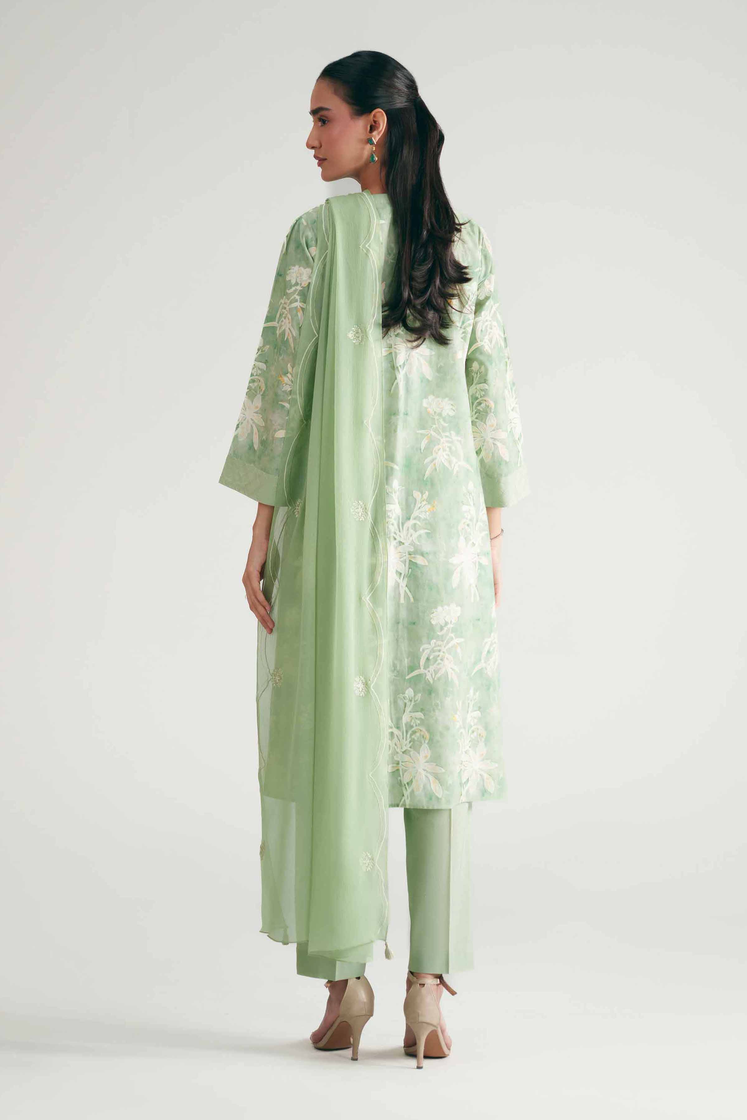 Nishat UK - Green Printed Cambric 3-piece ready to wear luxury Suit