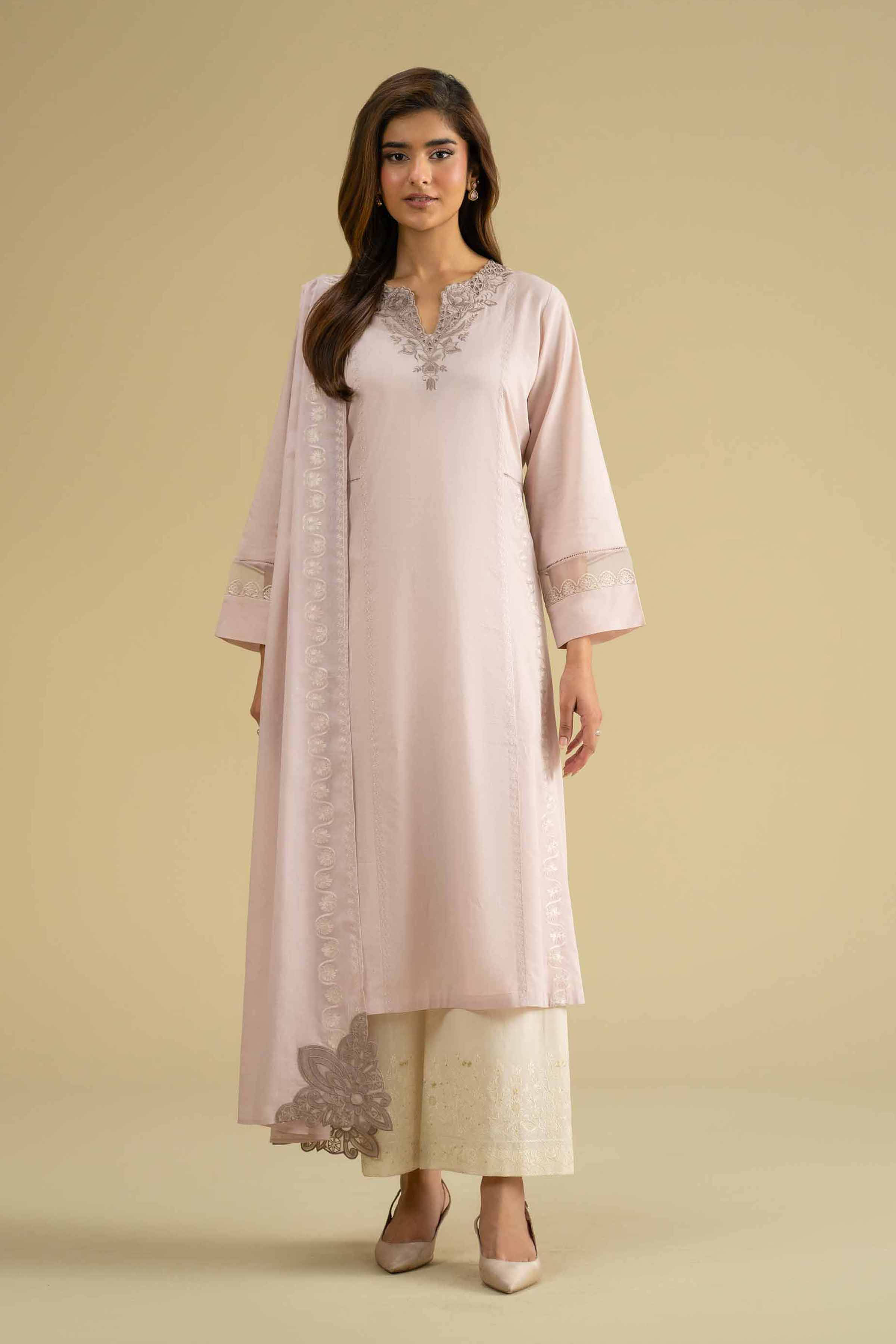 NishatUK - Pink Embroidered Cambric 2-piece ready to wear Dress