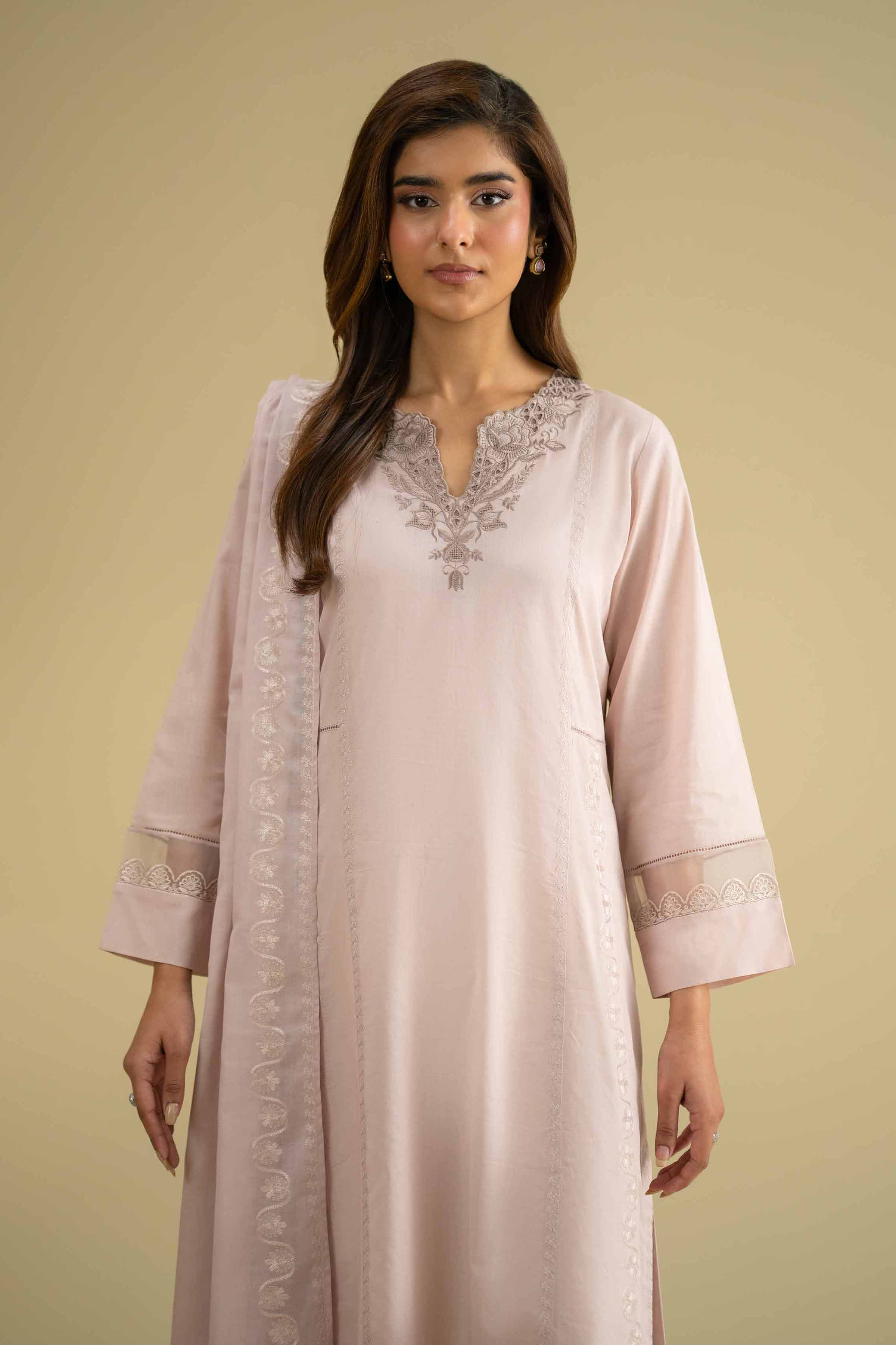 NishatUK - Pink Embroidered Cambric 2-piece ready to wear Dress