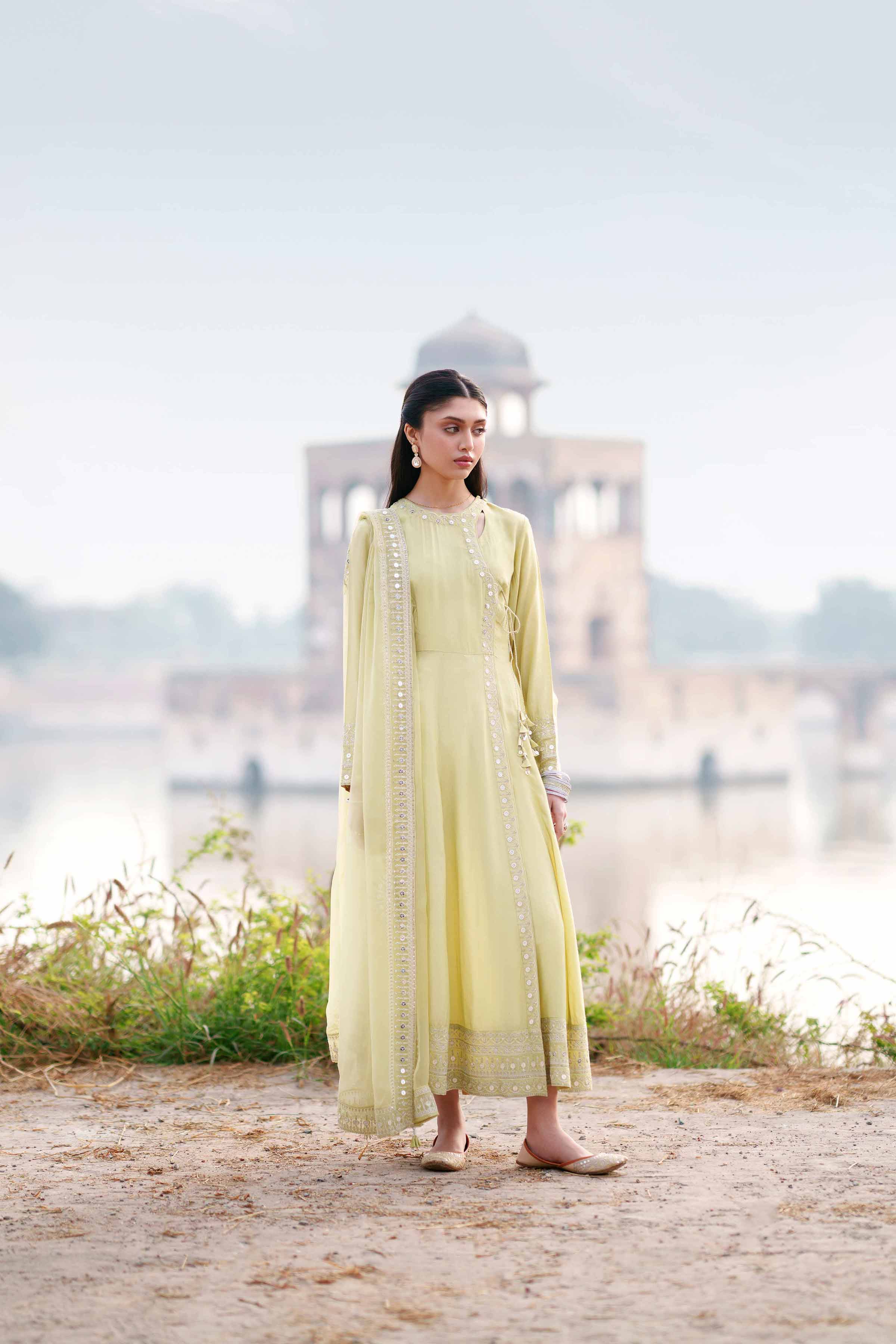 NishatUK - Green Embroidered Silk 2-piece ready to wear luxury Dress