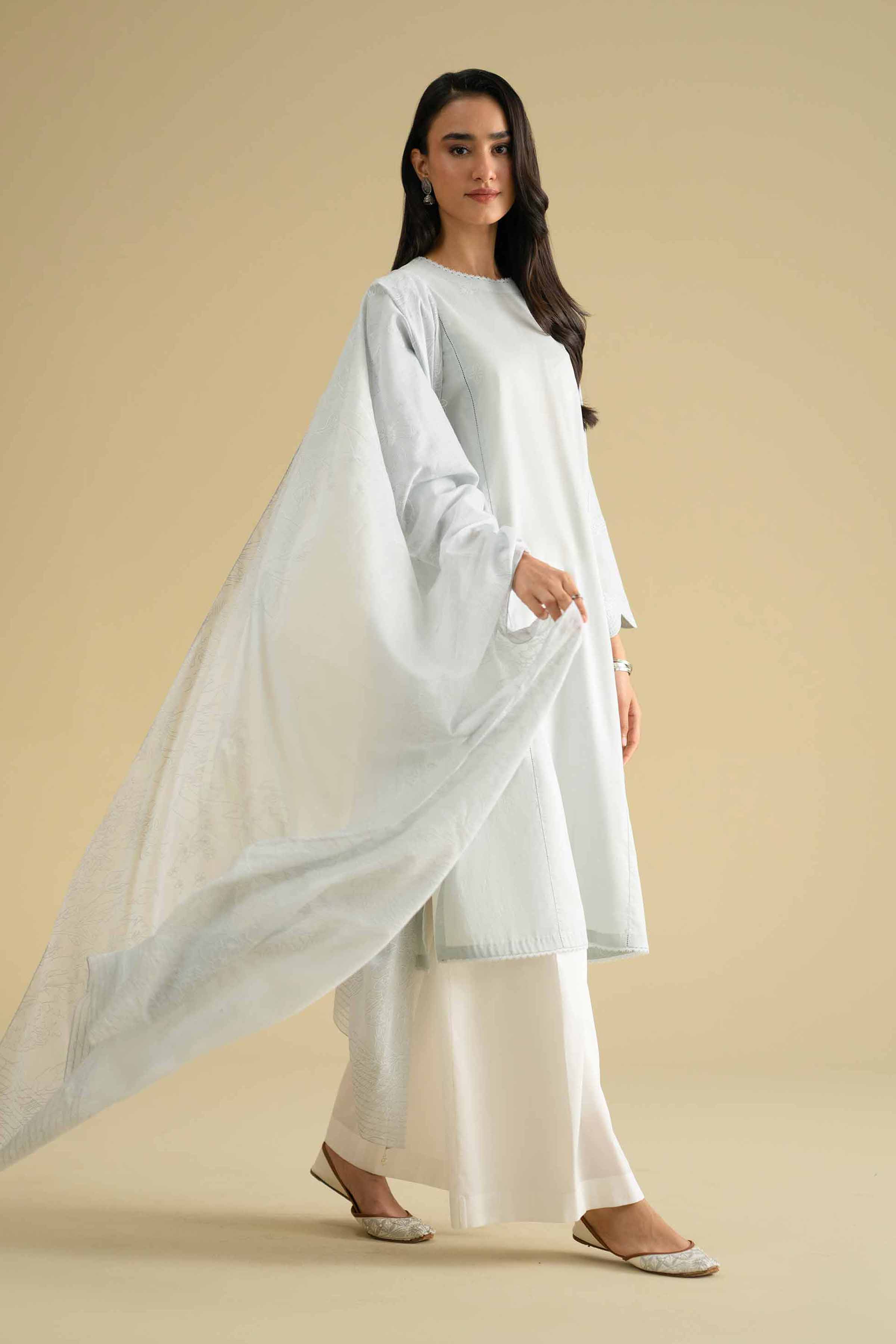 NishatUK - Blue Embroidered Lawn 2-piece ready to wear Dress