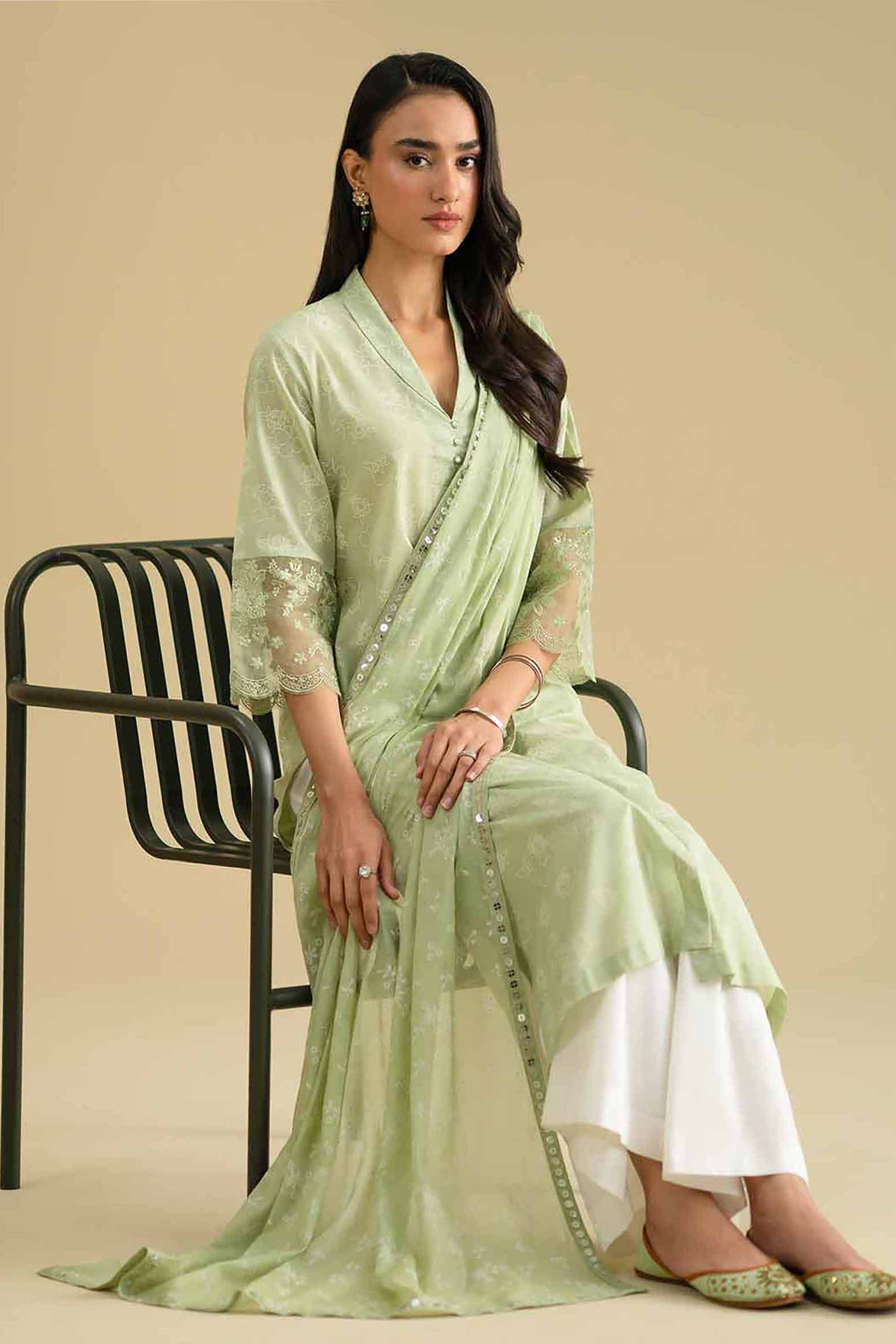 NishatUK - Green Embroidered Lawn 2-piece ready to wear Dress