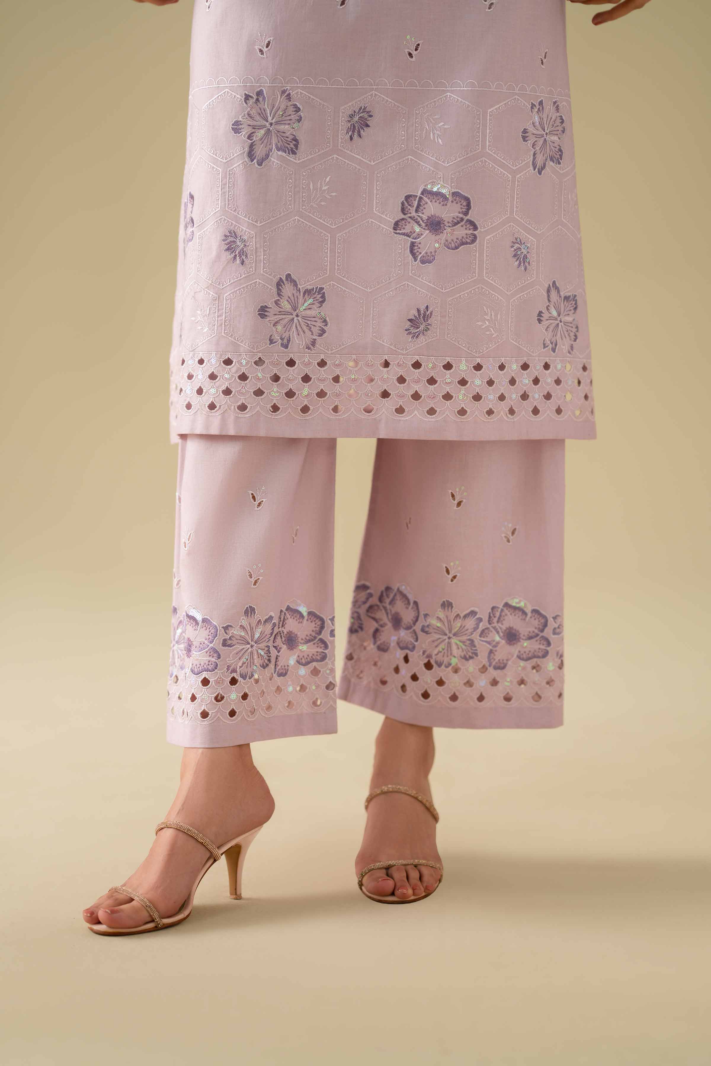 NishatUK - Purple Embroidered Cambric 2-piece ready to wear luxury Dress