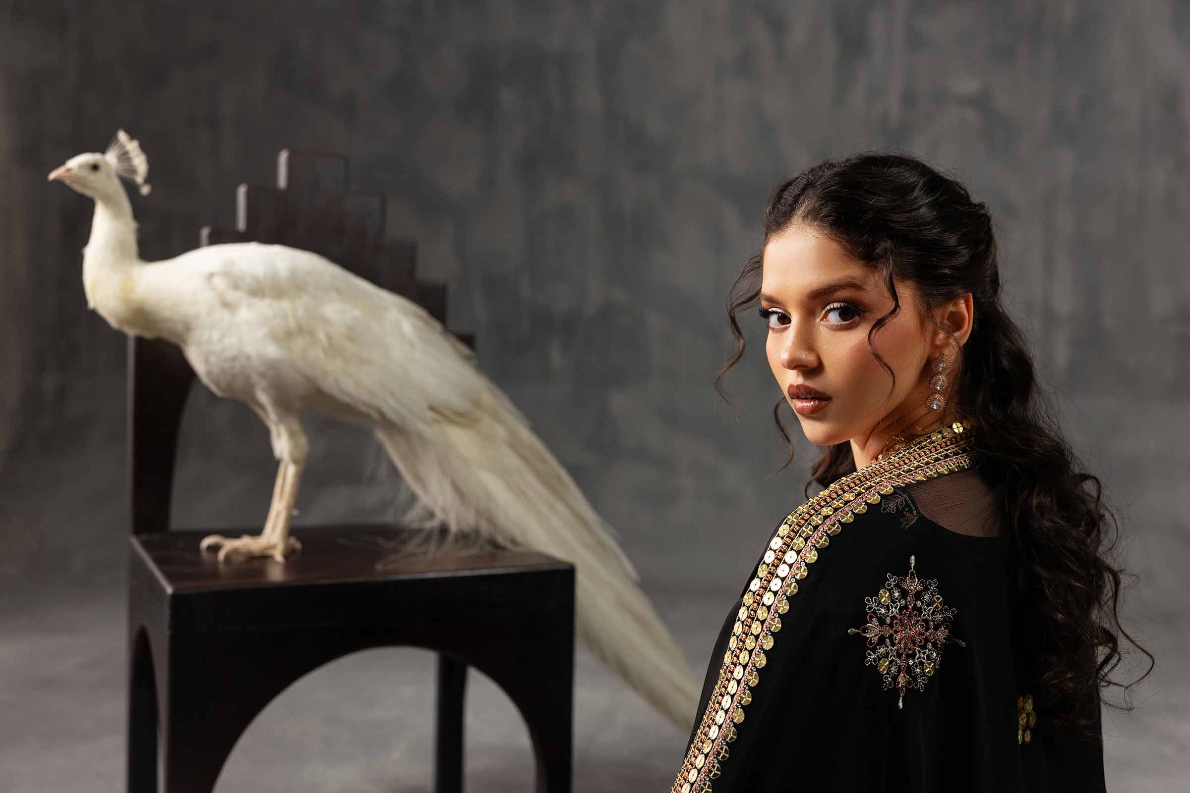 Nishat UK - Black Embroidered Silk 3 Pieces ready to wear Suit
