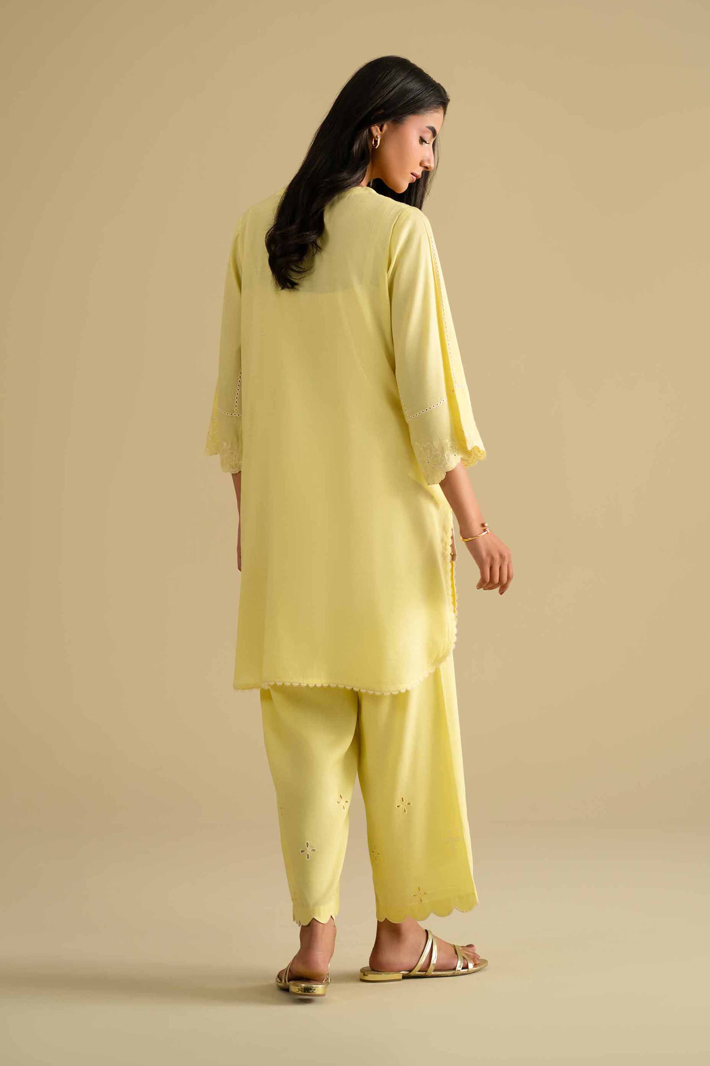 NishatUK - Yellow Embroidered Yarn Dyed 2-piece ready to wear luxury Dress
