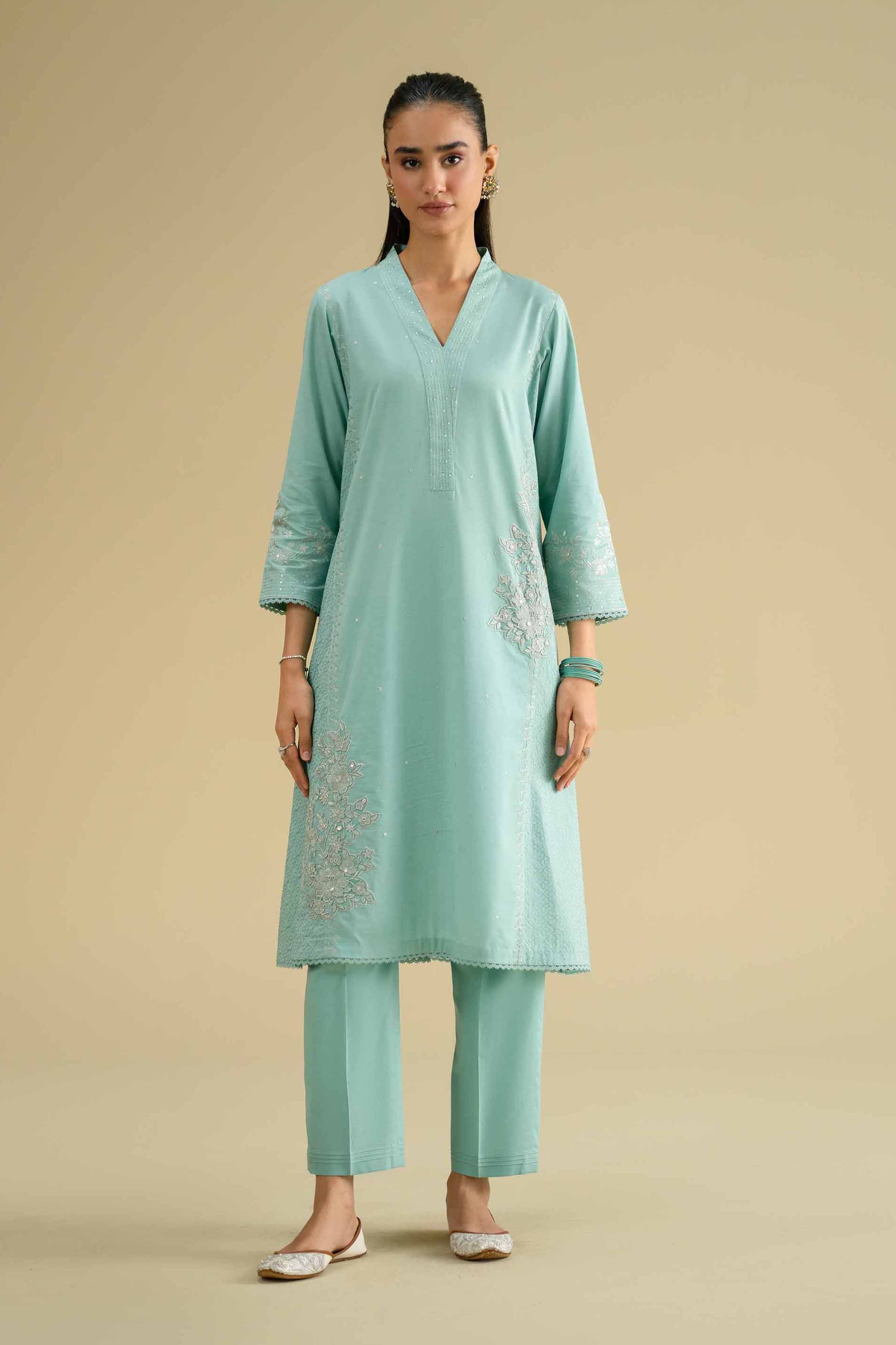 Nishat UK - Blue Embroidered Cambric 2 Pieces ready To Wear luxury Dress
