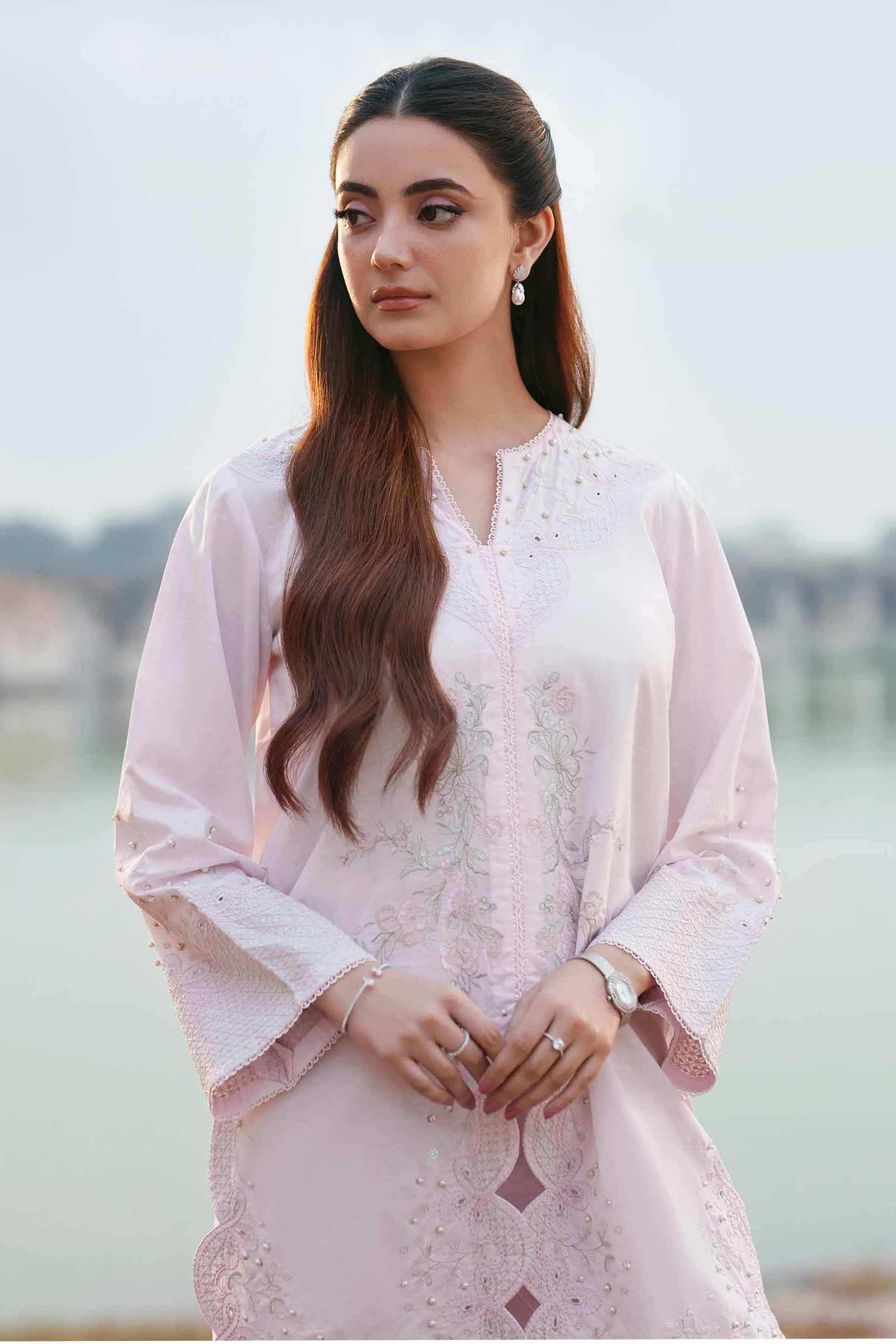 NishatUK - Pink Embroidered Cambric 2-piece ready to wear Dress