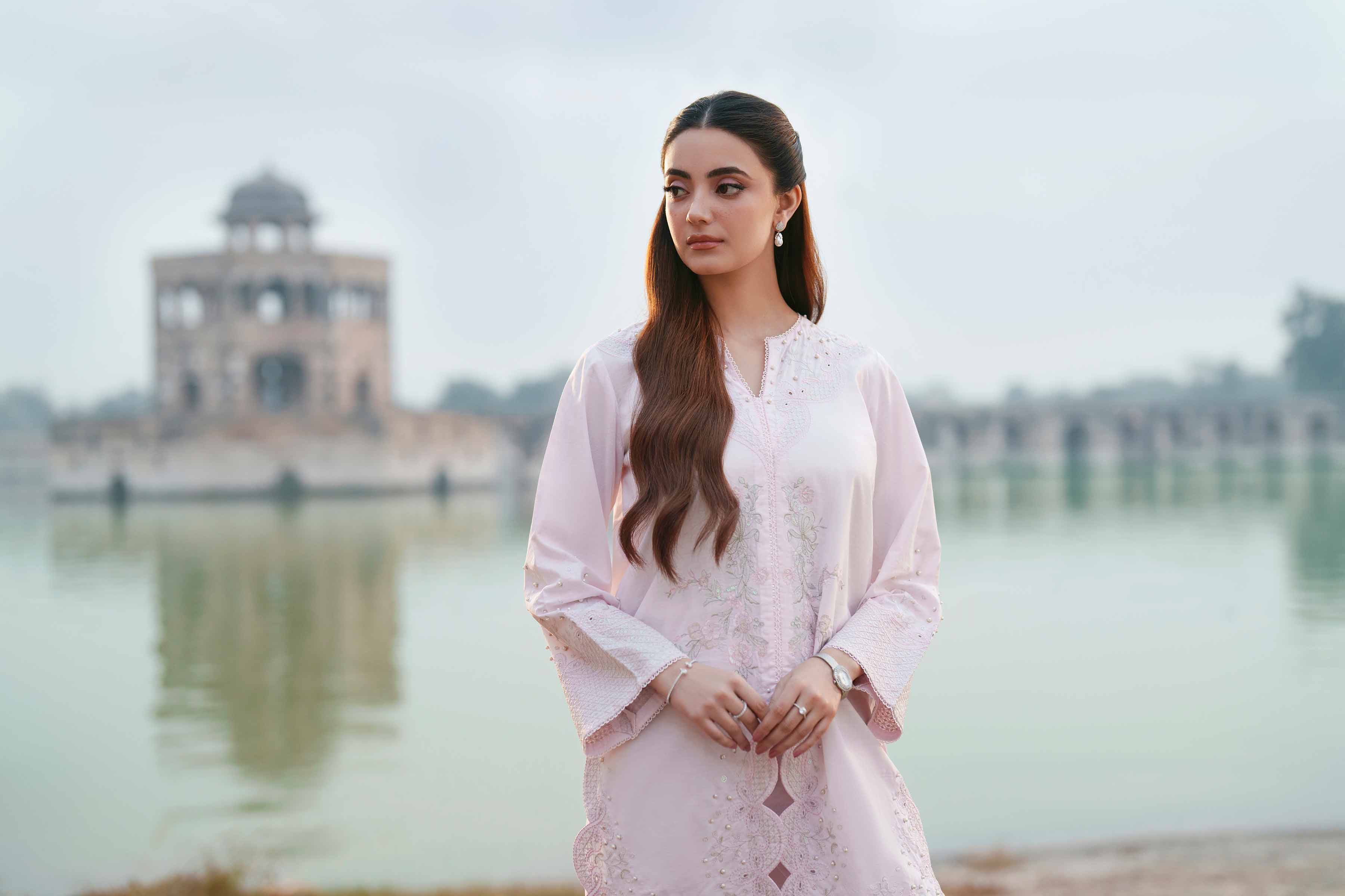 NishatUK - Pink Embroidered Cambric 2-piece ready to wear Dress