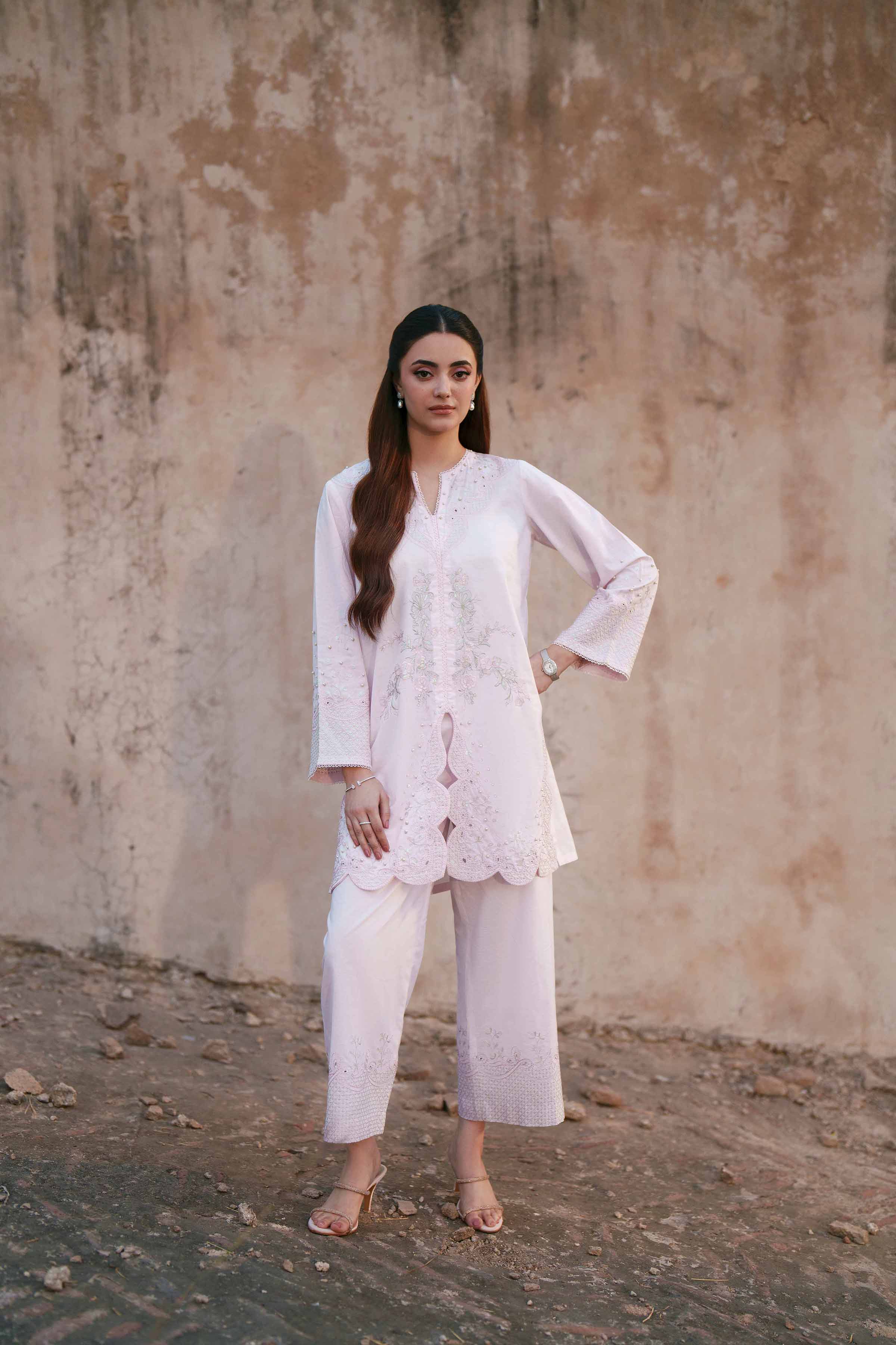 NishatUK - Pink Embroidered Cambric 2-piece ready to wear Dress