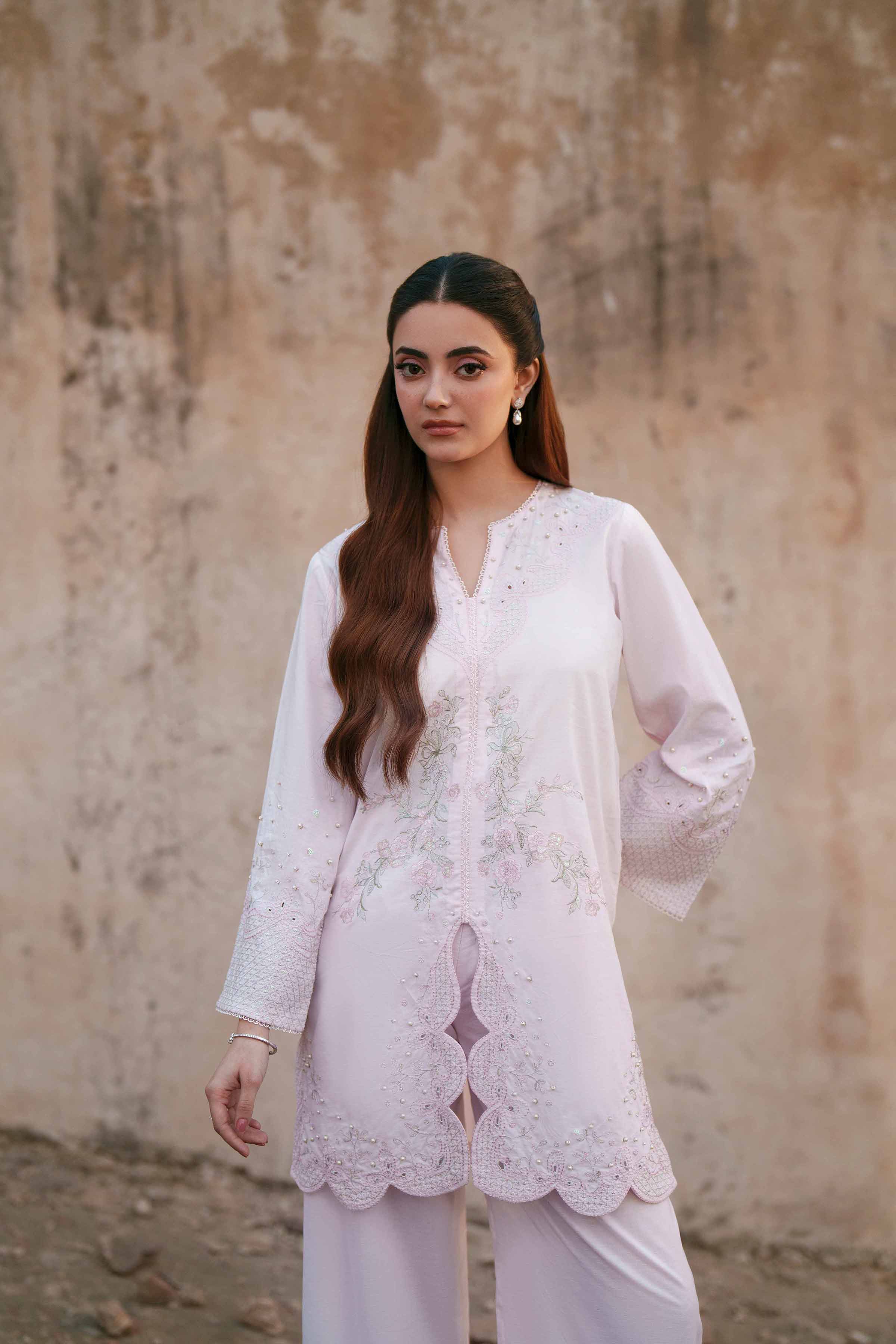 NishatUK - Pink Embroidered Cambric 2-piece ready to wear Dress