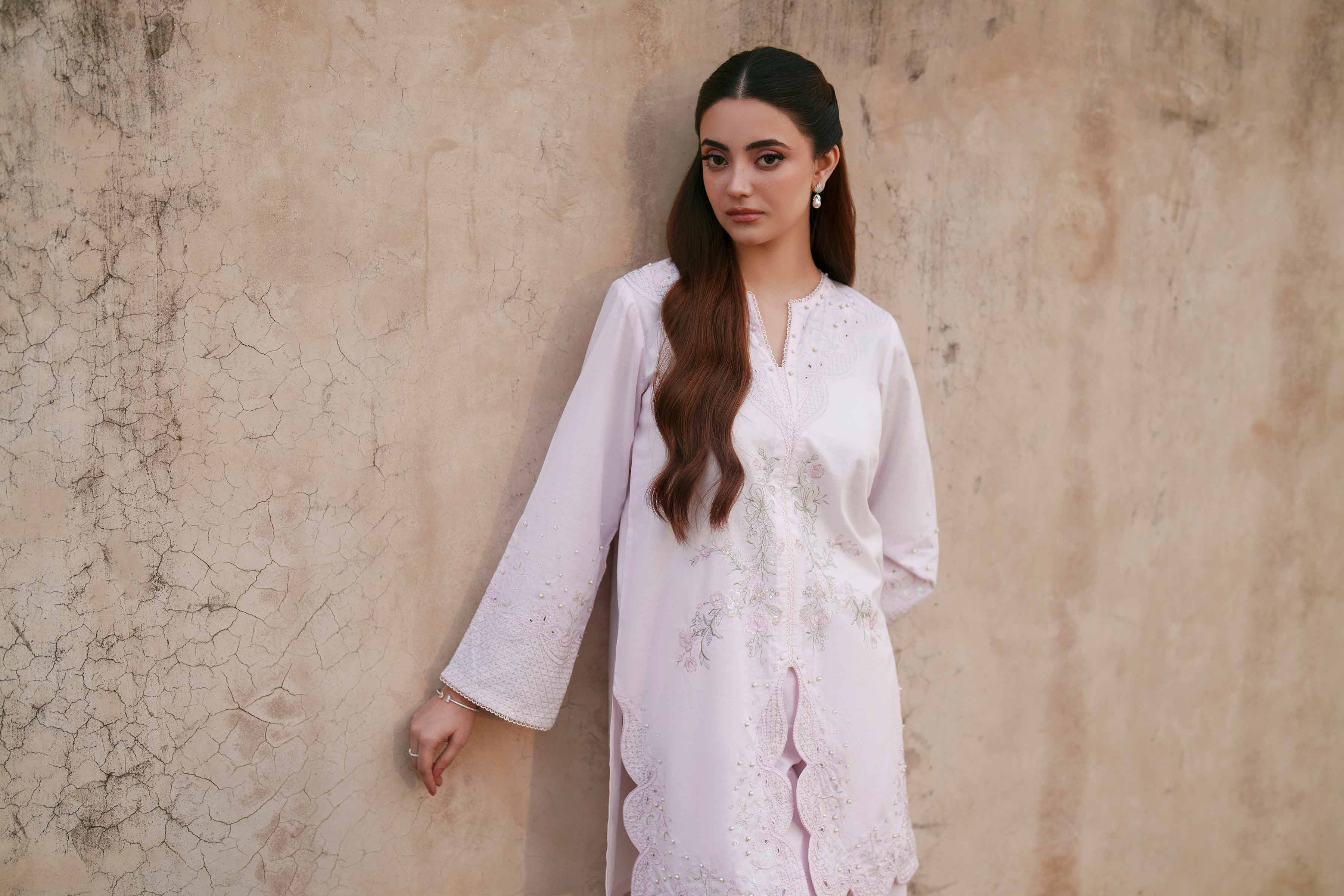 NishatUK - Pink Embroidered Cambric 2-piece ready to wear Dress