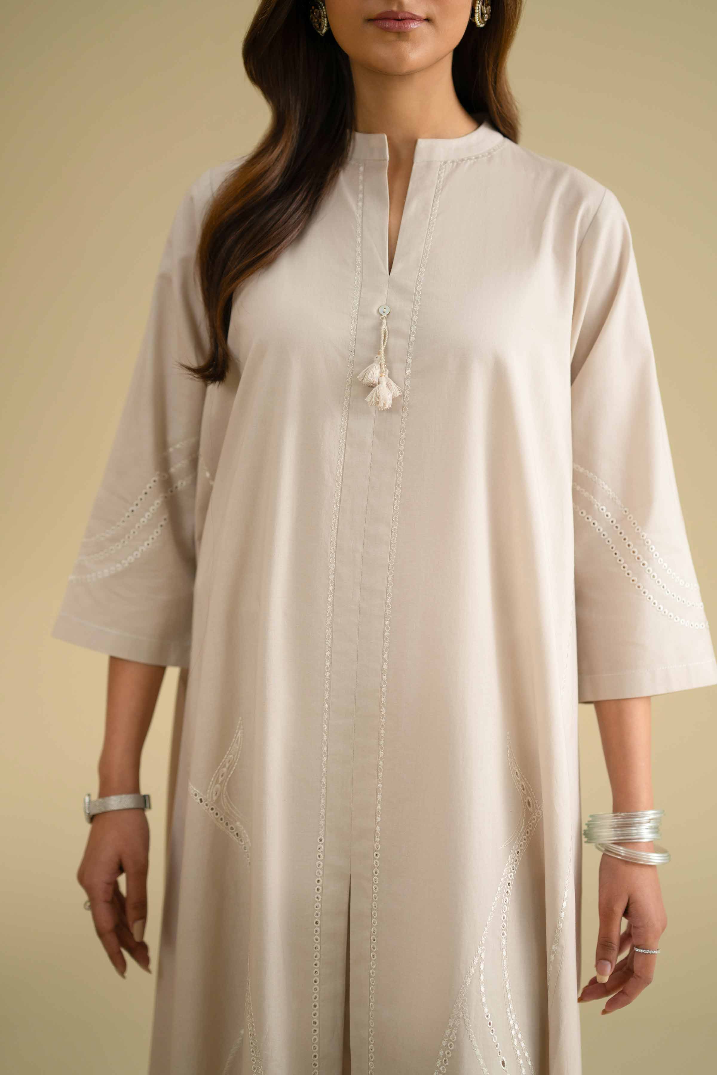 Nishat UK - Ivory Embroidered Cambric 2 Pieces ready To Wear luxury Dress