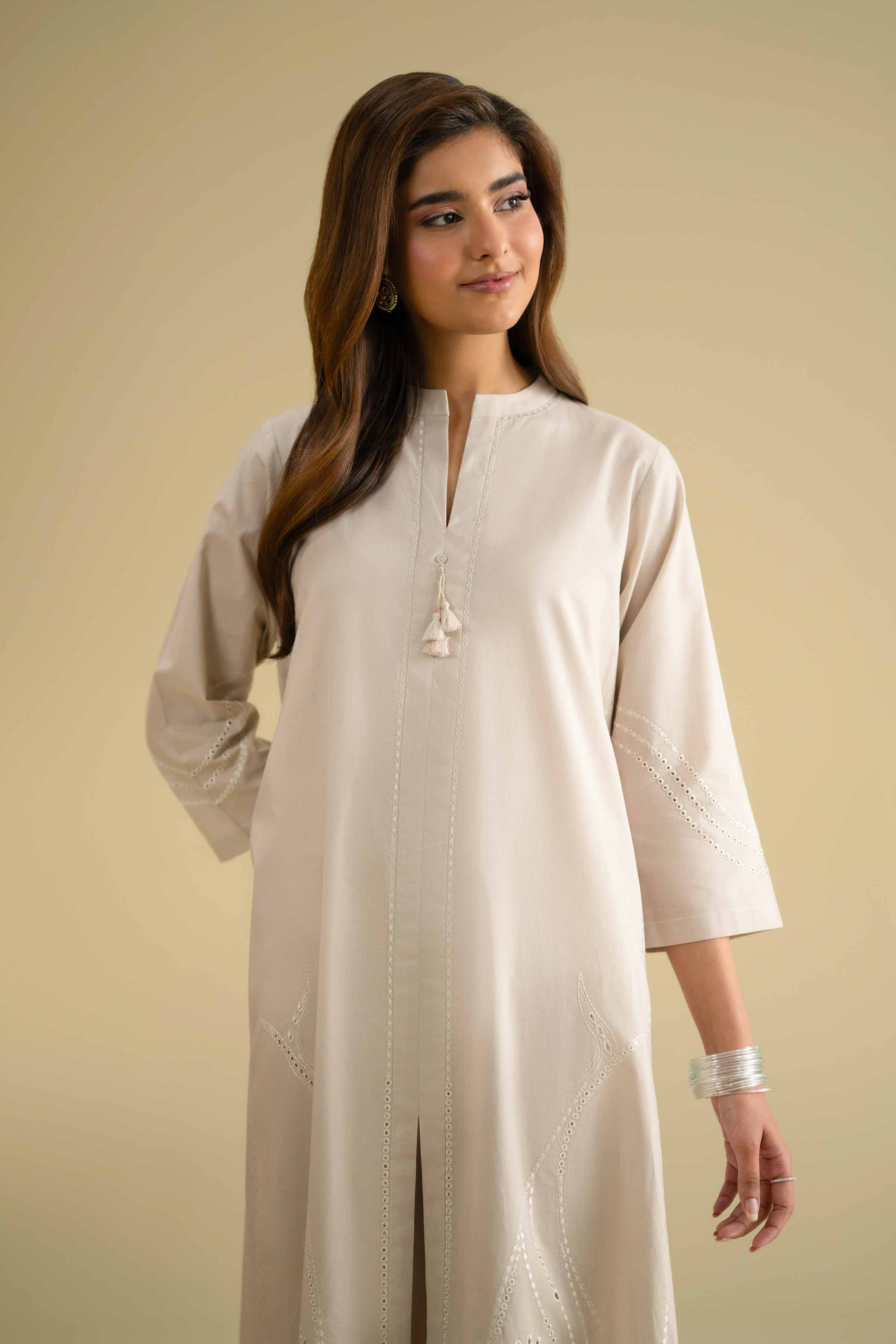 Nishat UK - Ivory Embroidered Cambric 2 Pieces ready To Wear luxury Dress