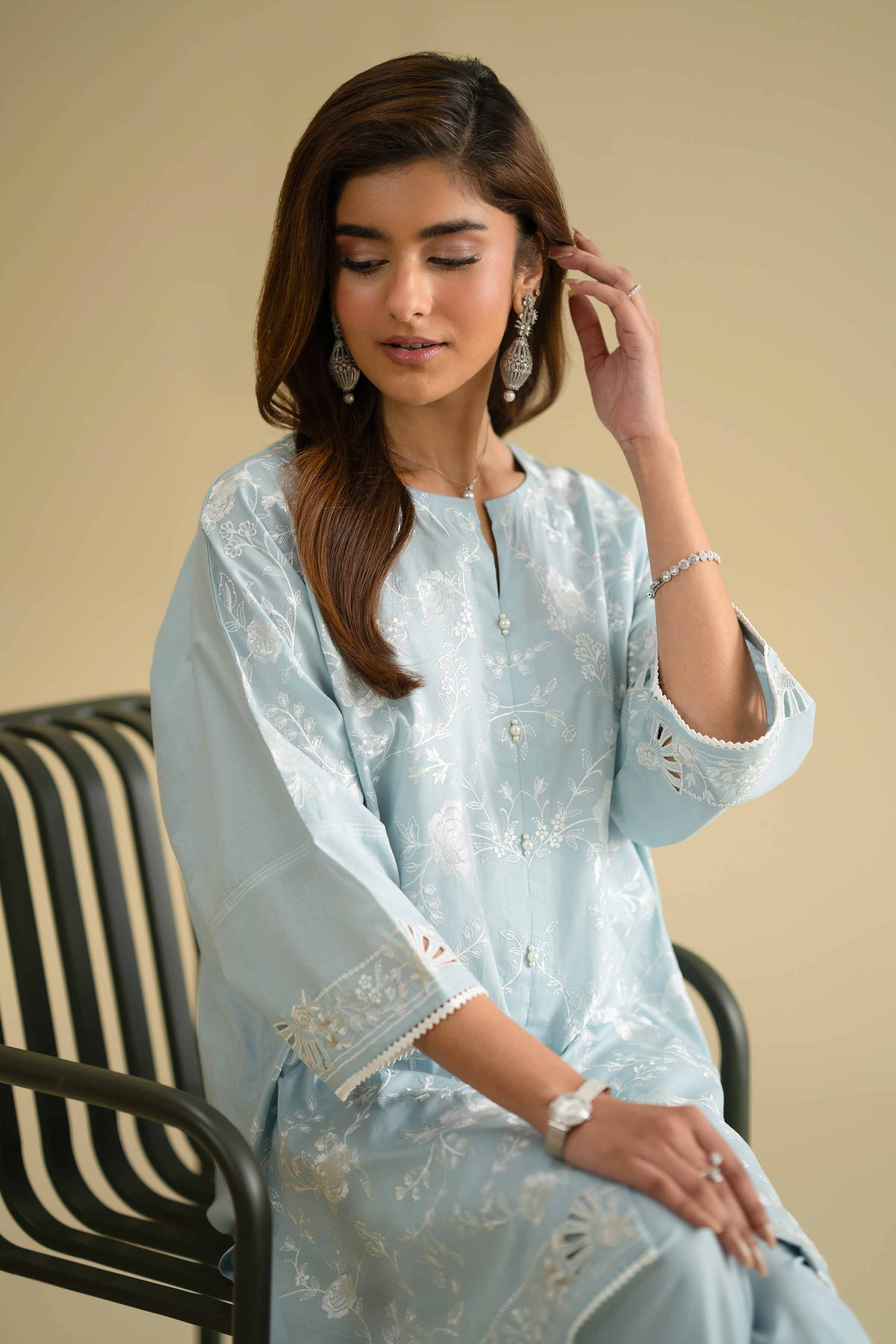 NishatUK - Blue Embroidered Cambric 2-piece ready to wear Dress