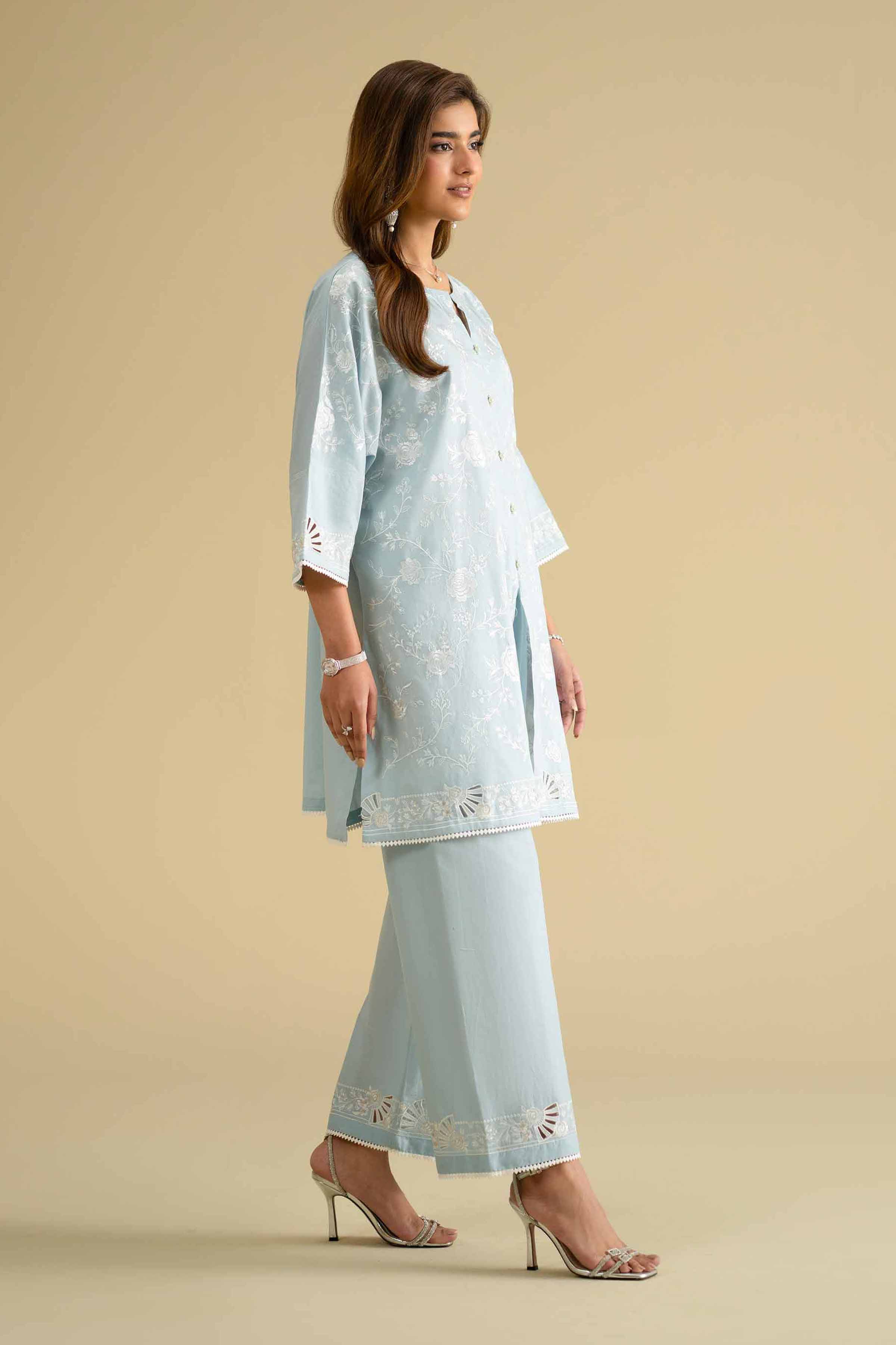 NishatUK - Blue Embroidered Cambric 2-piece ready to wear Dress