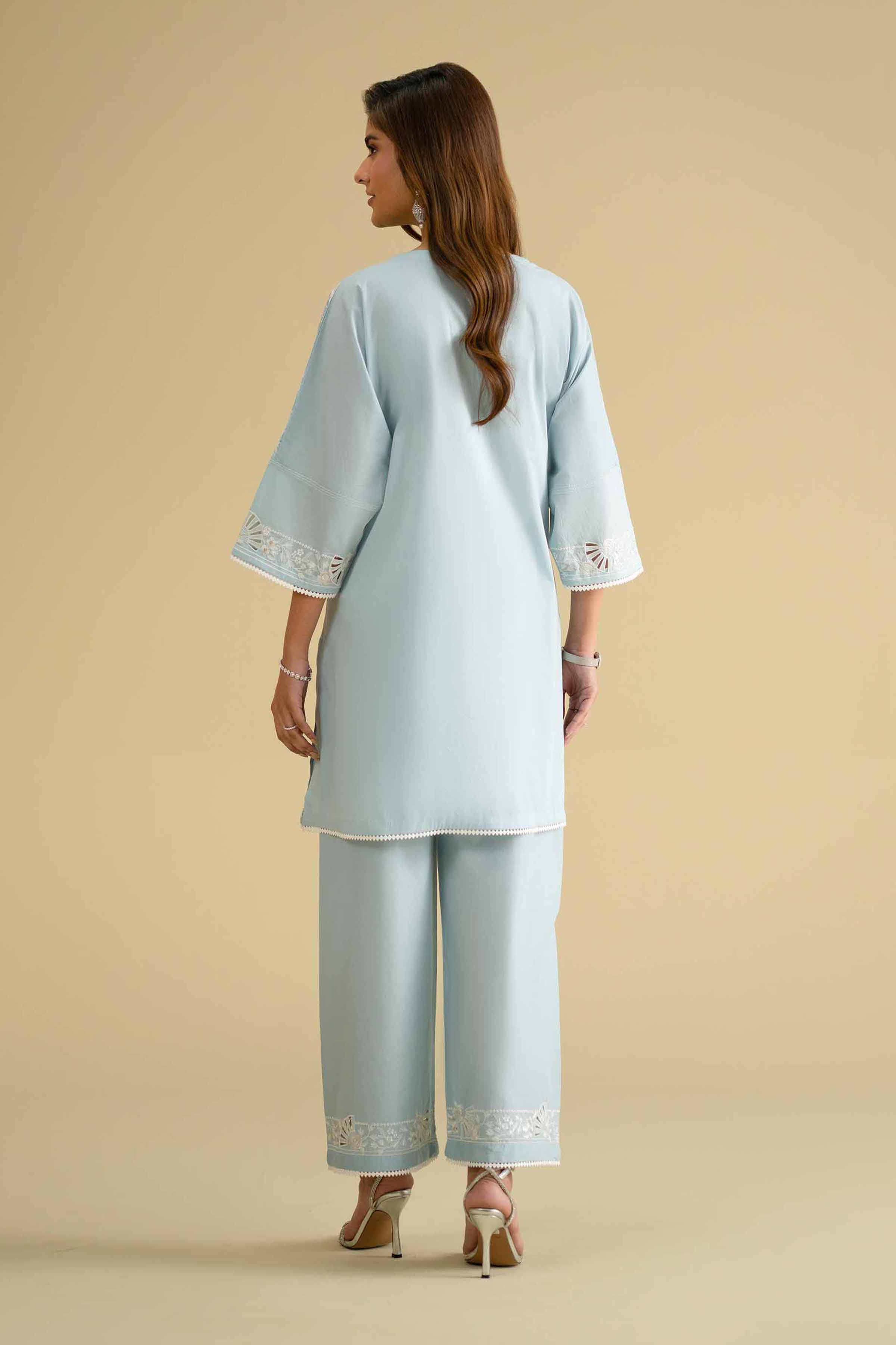 NishatUK - Blue Embroidered Cambric 2-piece ready to wear Dress