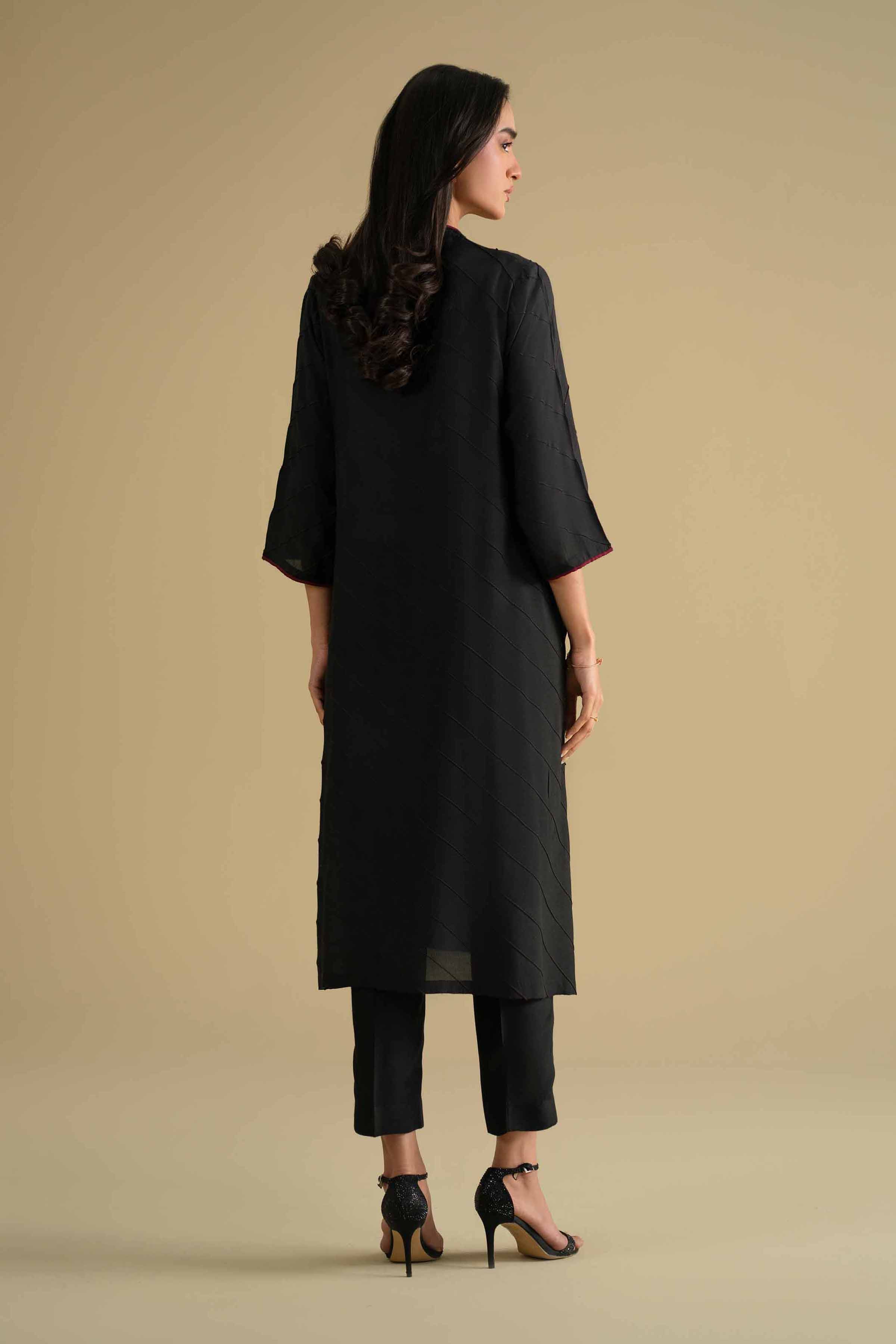 NishatUK - Black Embroidered Silk 2-piece ready to wear Dress