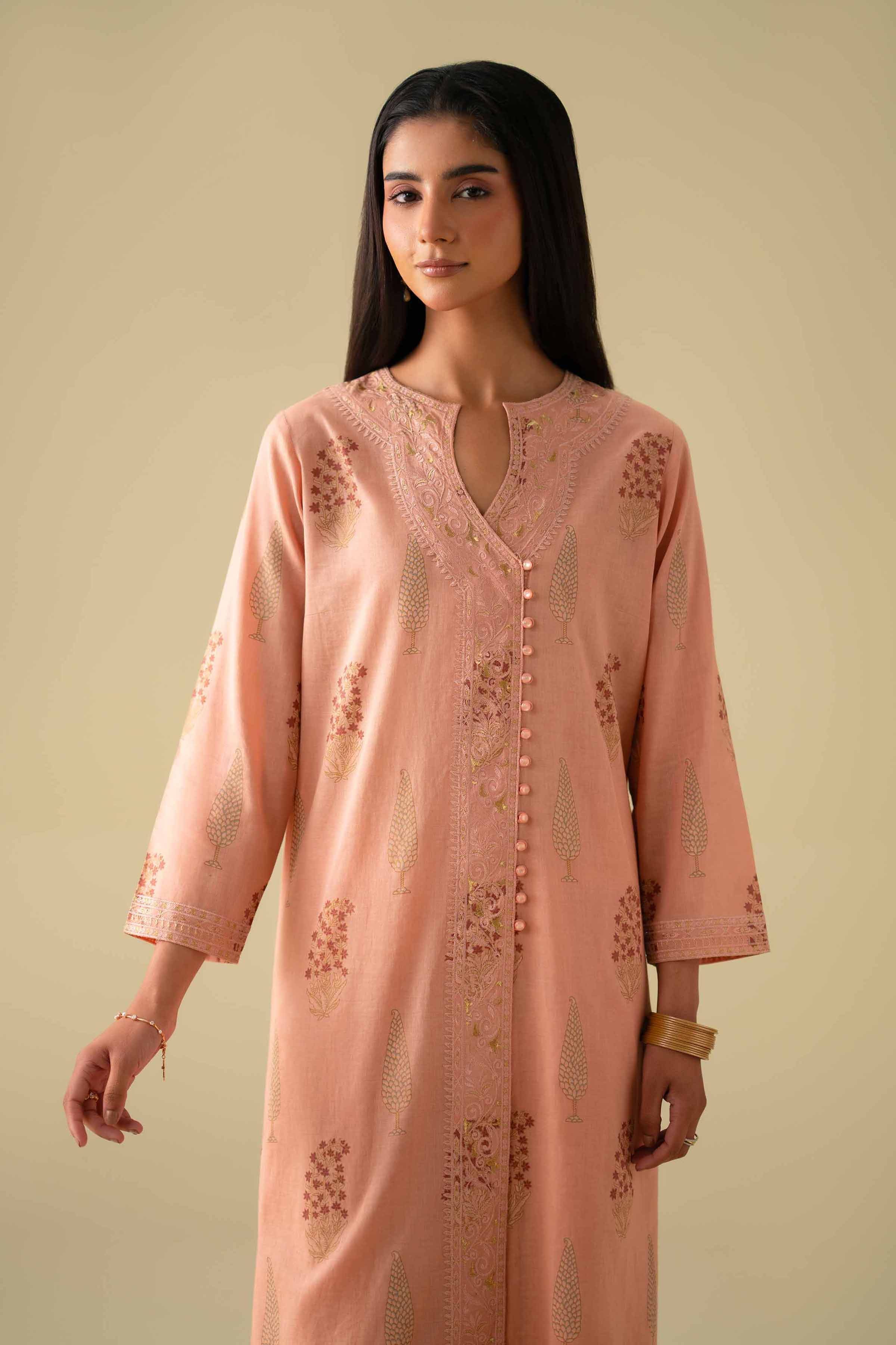 NishatUK - Orange Embroidered Lawn 3-piece ready to wear Suit