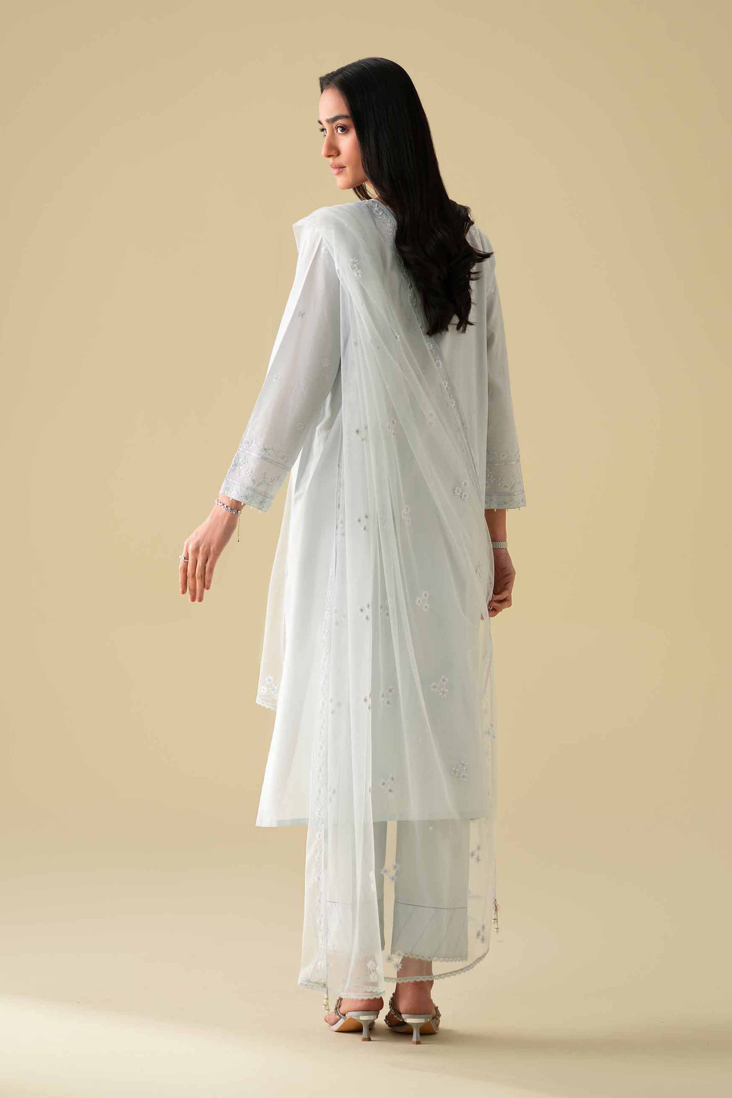 NishatUK - Blue Embroidered Cambric 3-piece ready to wear Suit