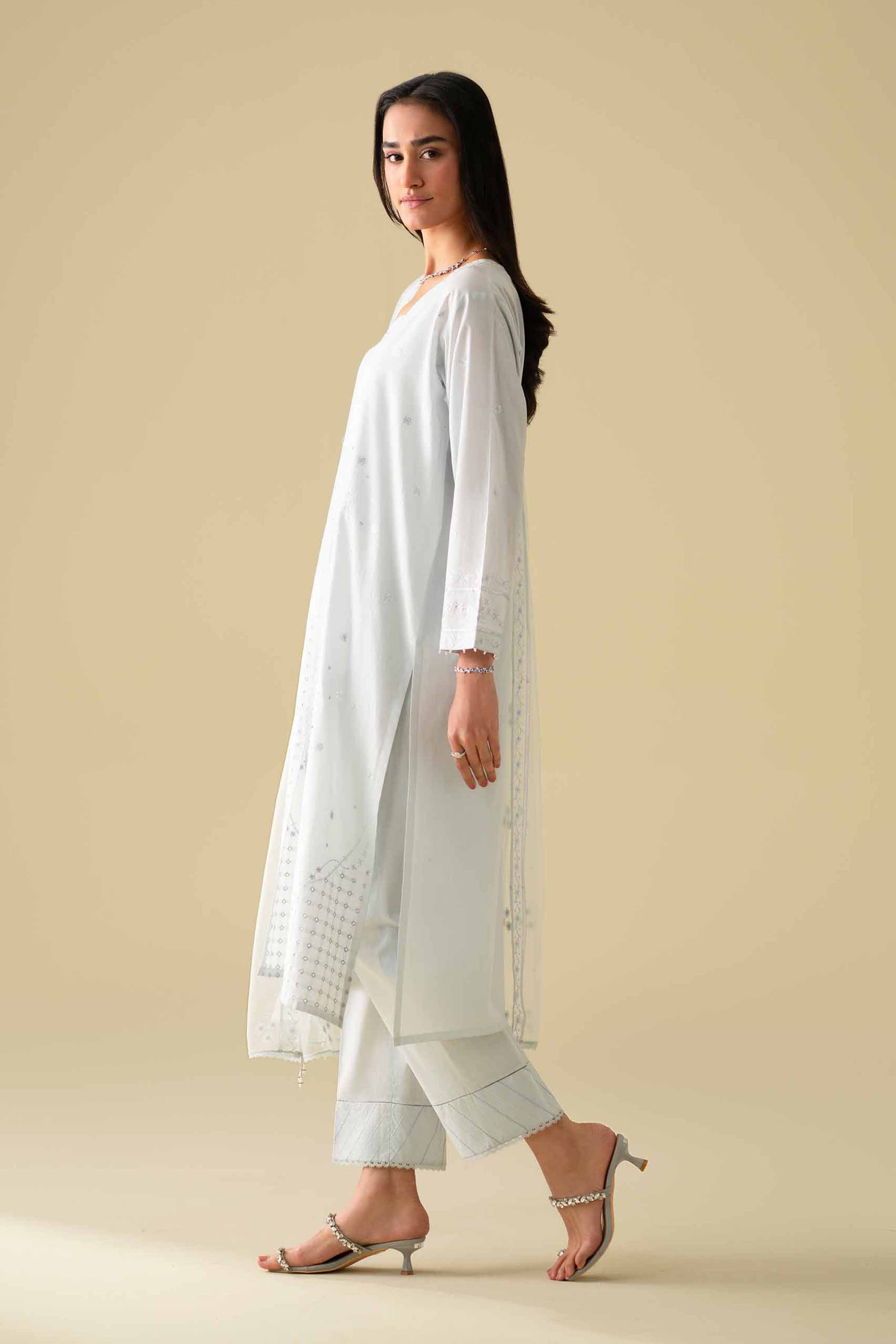 NishatUK - Blue Embroidered Cambric 3-piece ready to wear Suit