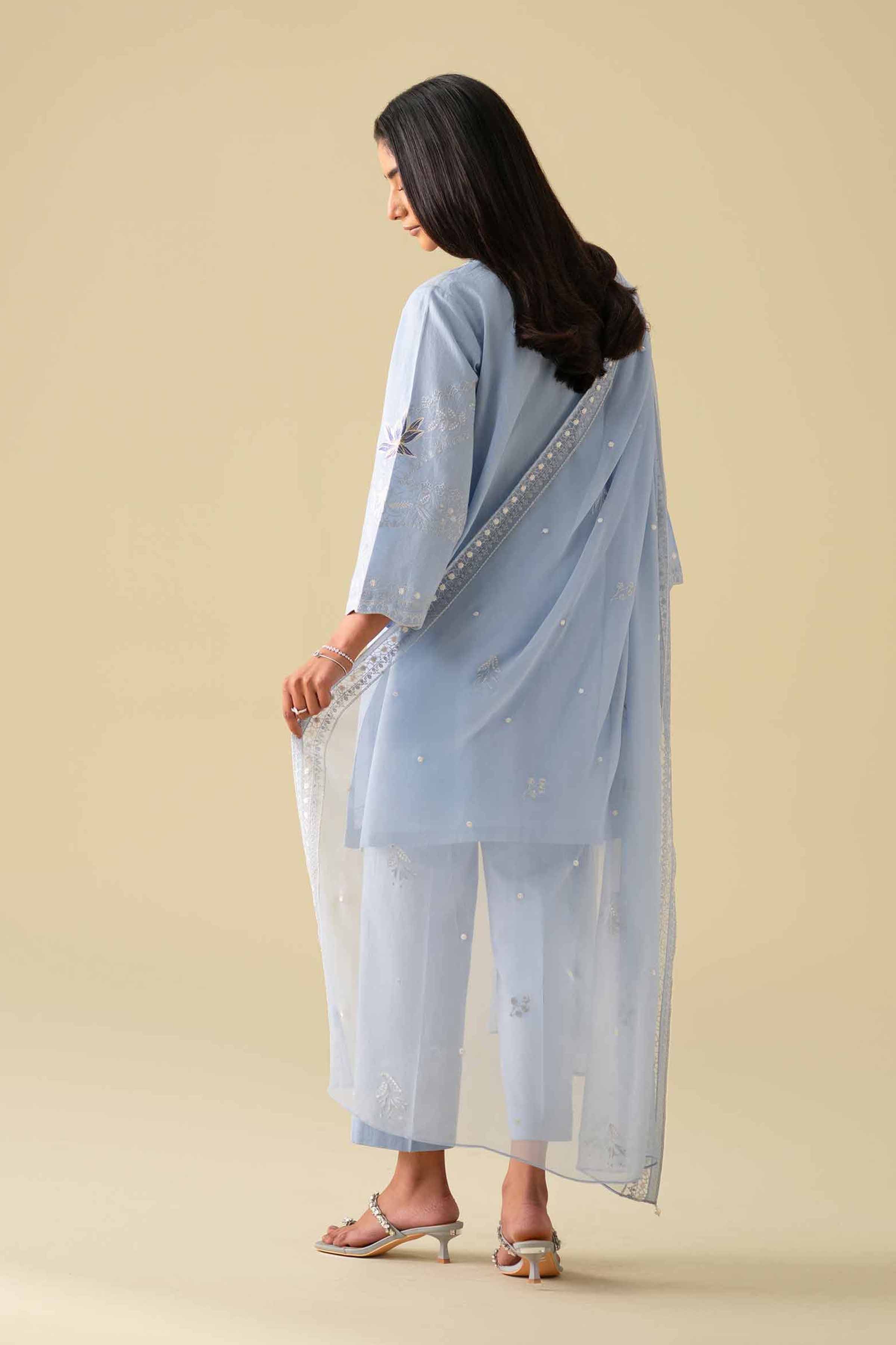 NishatUK - Blue Embroidered Cambric 3-piece ready to wear luxury Suit