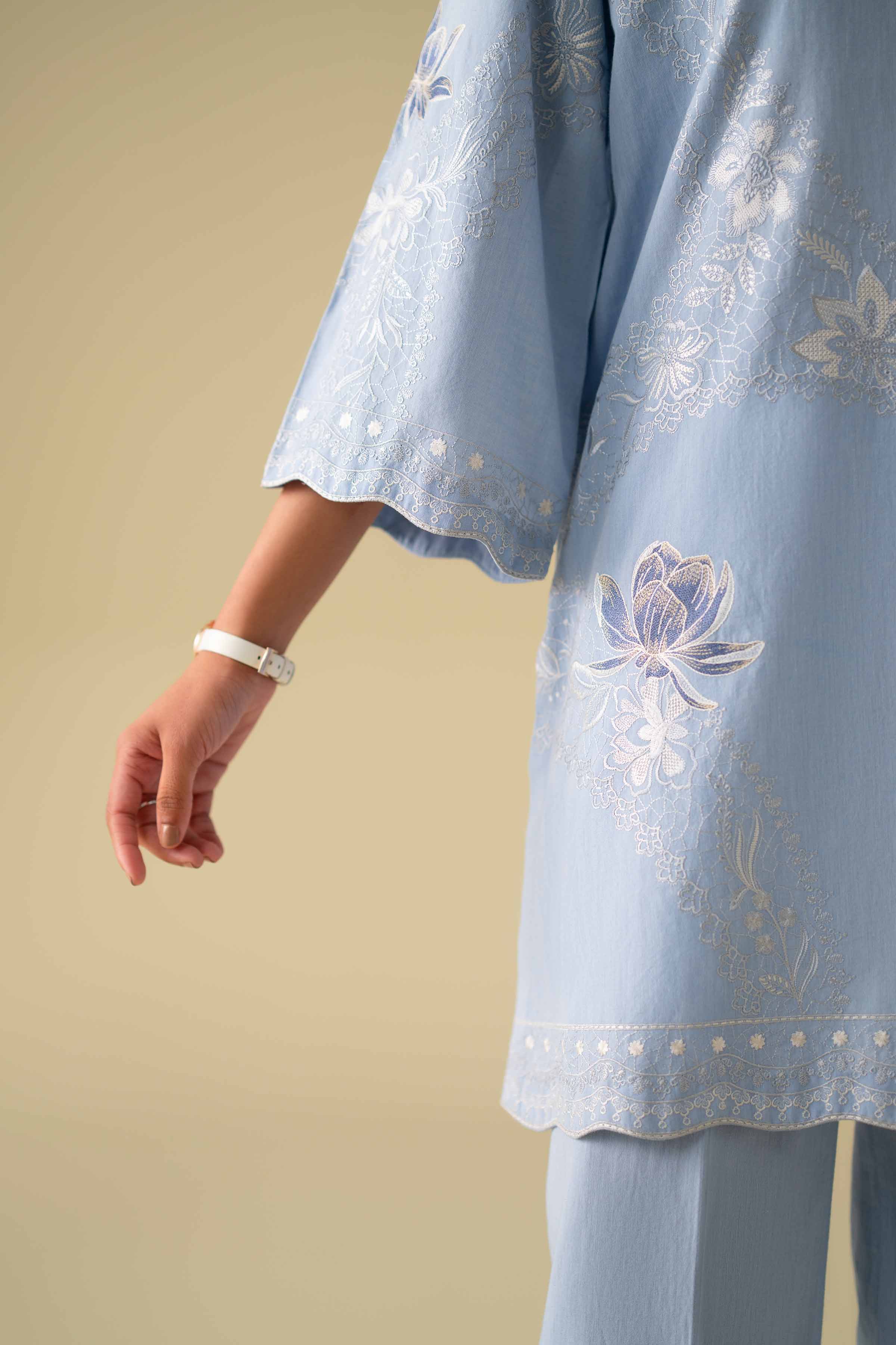 NishatUK - Blue Embroidered Cambric 3-piece ready to wear luxury Suit