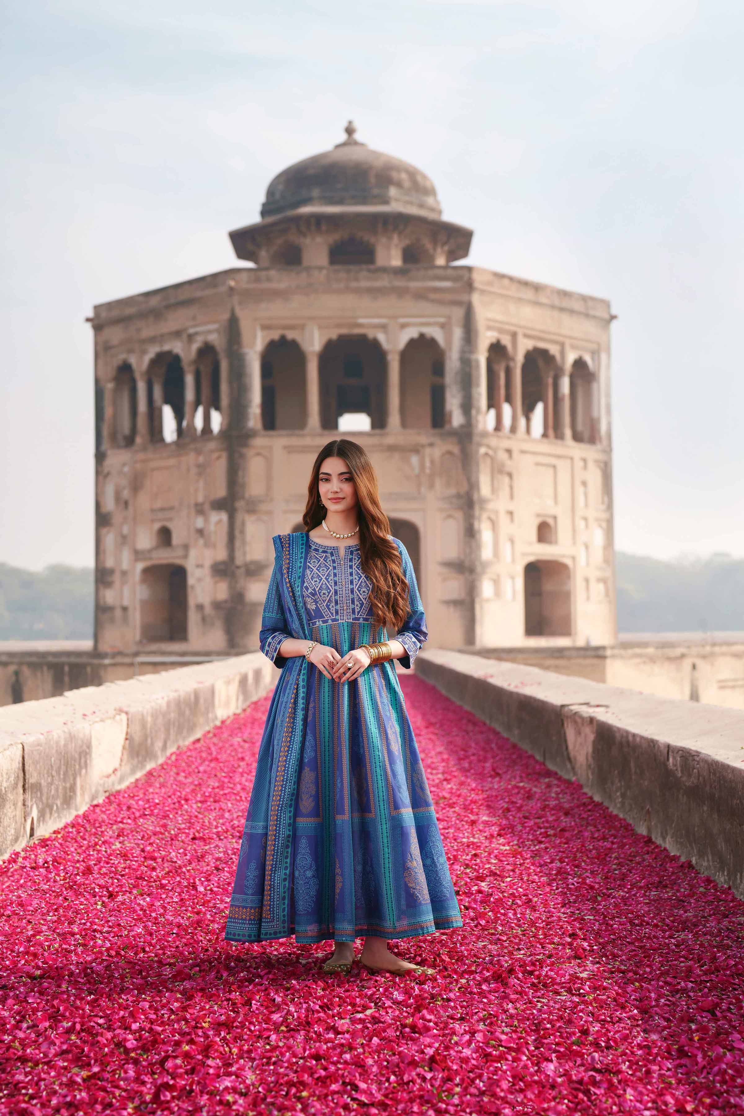 NishatUK - Blue Embroidered Lawn 3-piece ready to wear Suit