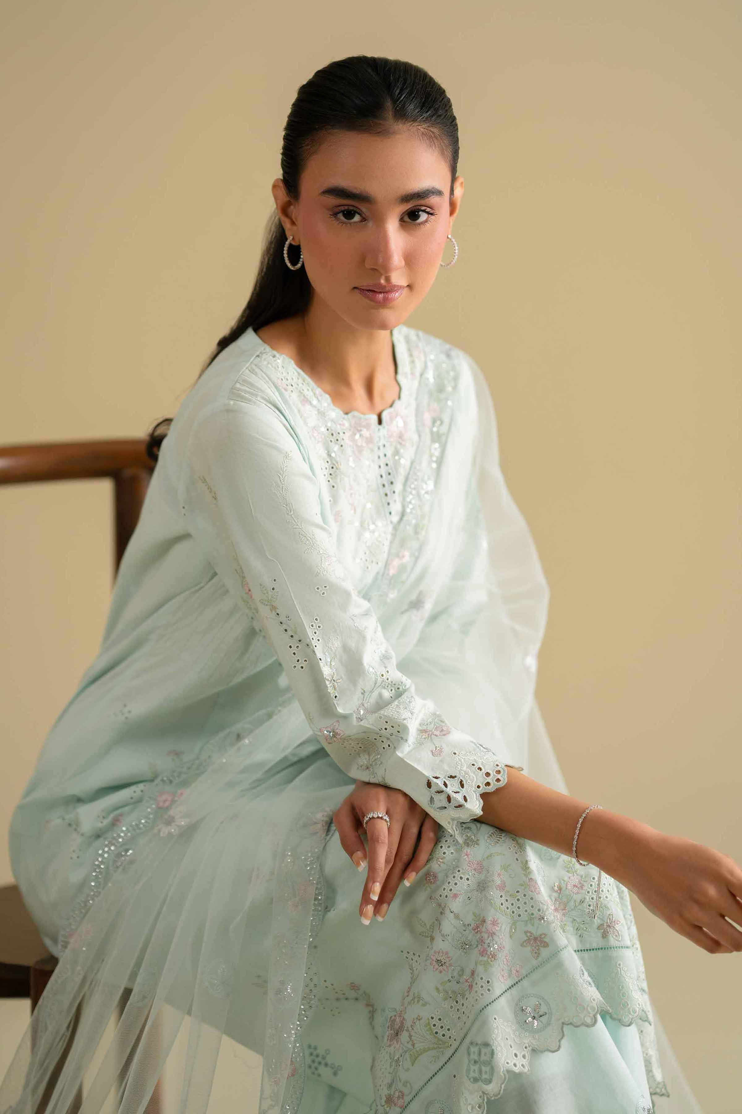 Nishat UK - Blue Embroidered Cambric 3-piece ready to wear luxury Suit