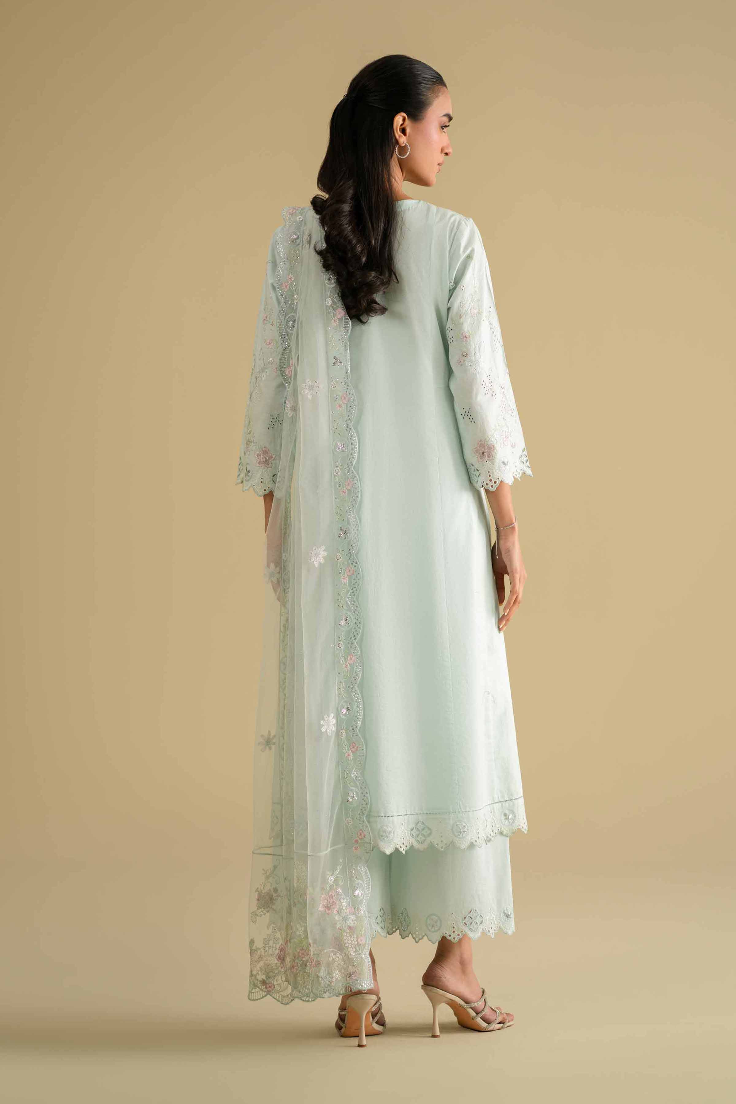 Nishat UK - Blue Embroidered Cambric 3-piece ready to wear luxury Suit