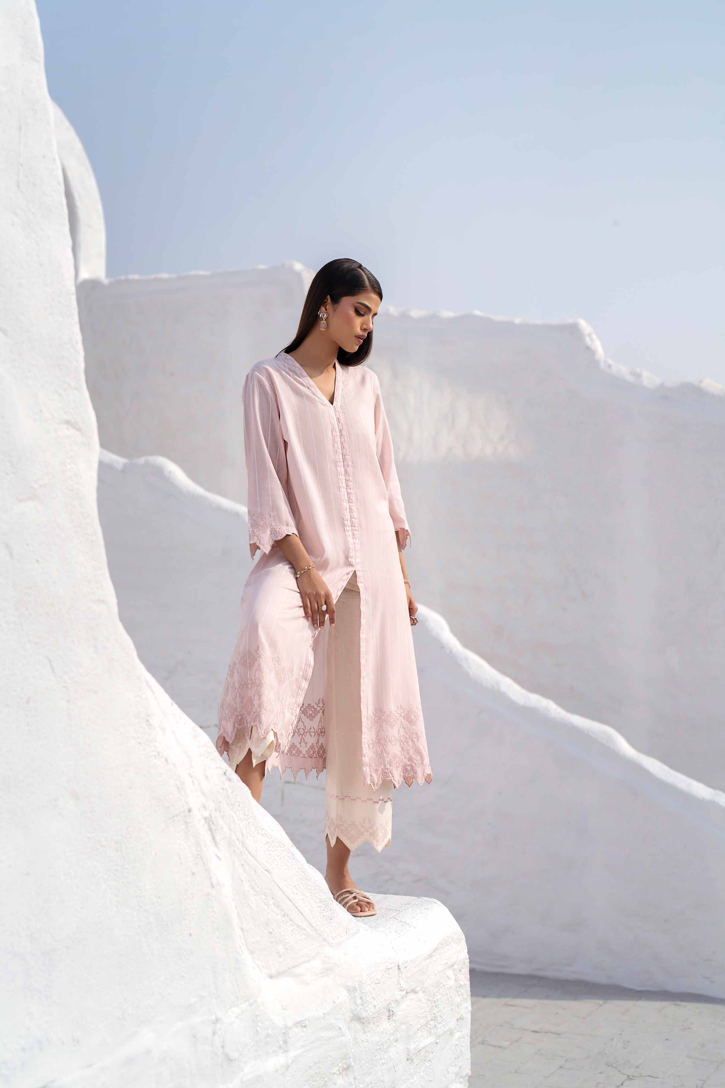 NishatUK - Brown Embroidered Yarn Dyed 2-piece ready to wear Luxury Dress