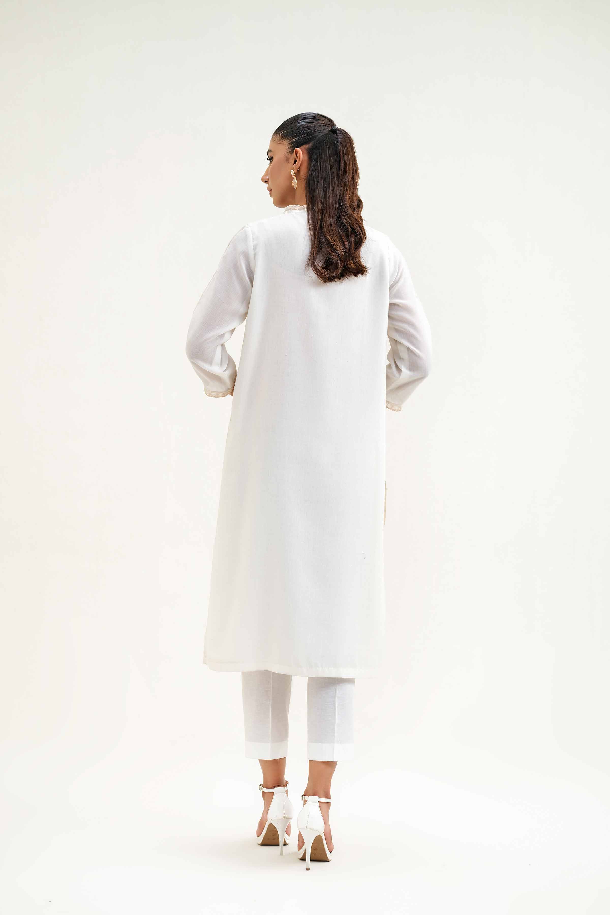 NishatUK - White Embroidered Lawn 1-piece ready to wear Shirt