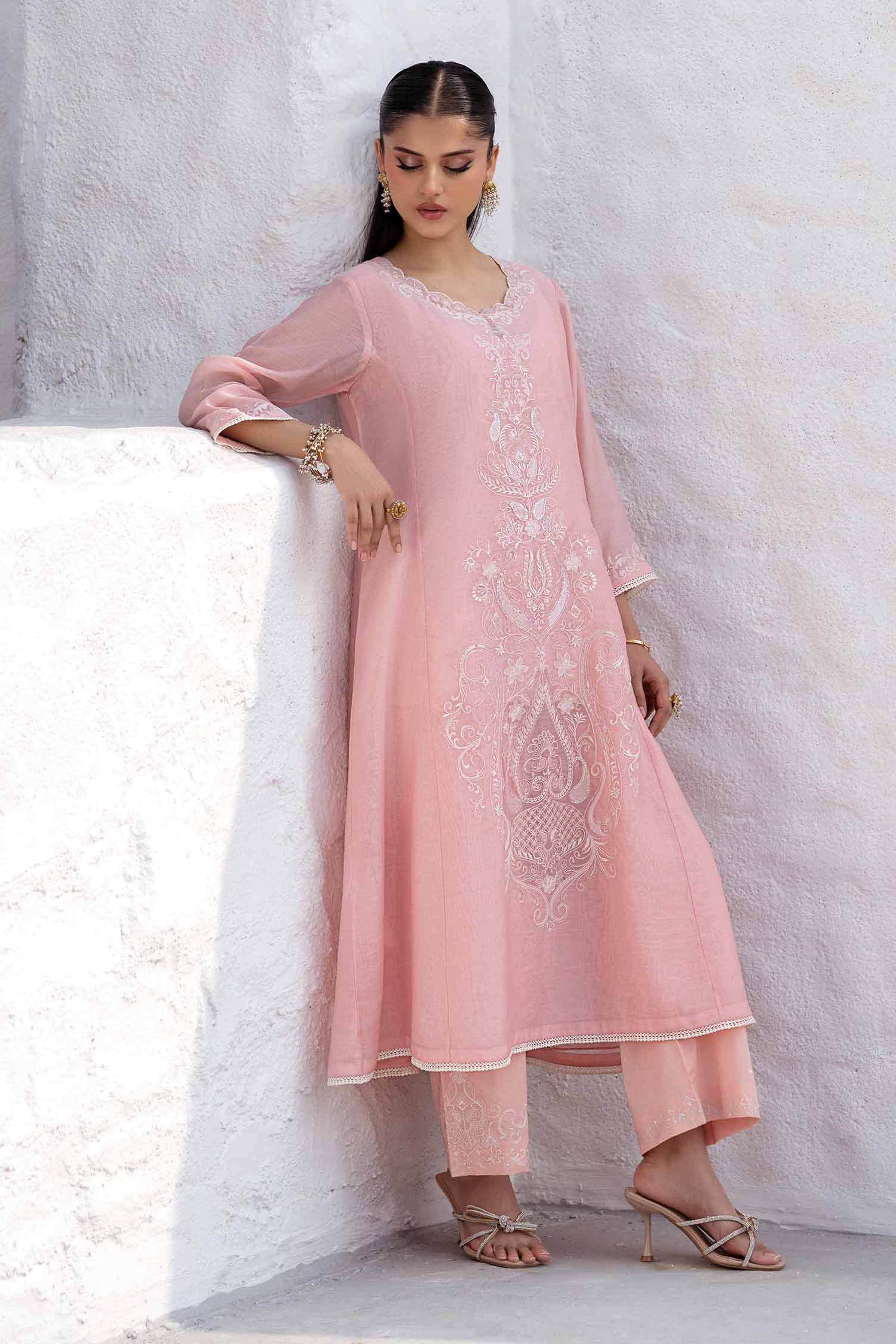 NishatUK - Pink Embroidered Lawn 2-piece ready to wear Luxury Dress