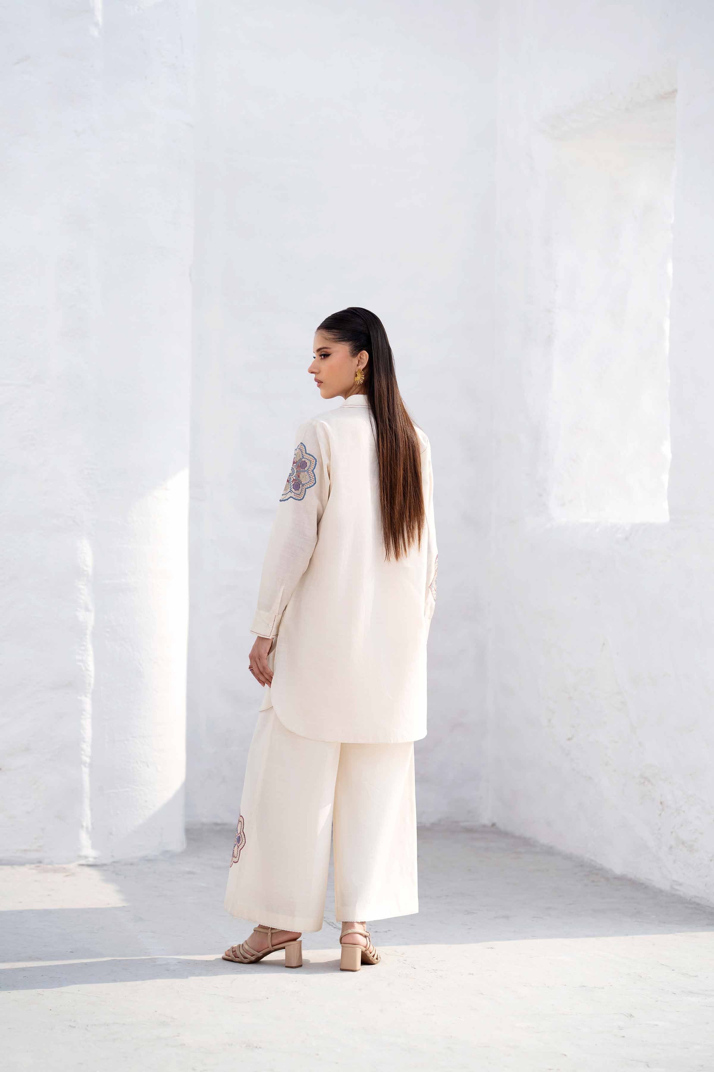 NishatUK - Ivory Embroidered Handmade Loom 2-piece ready to wear Luxury Dress
