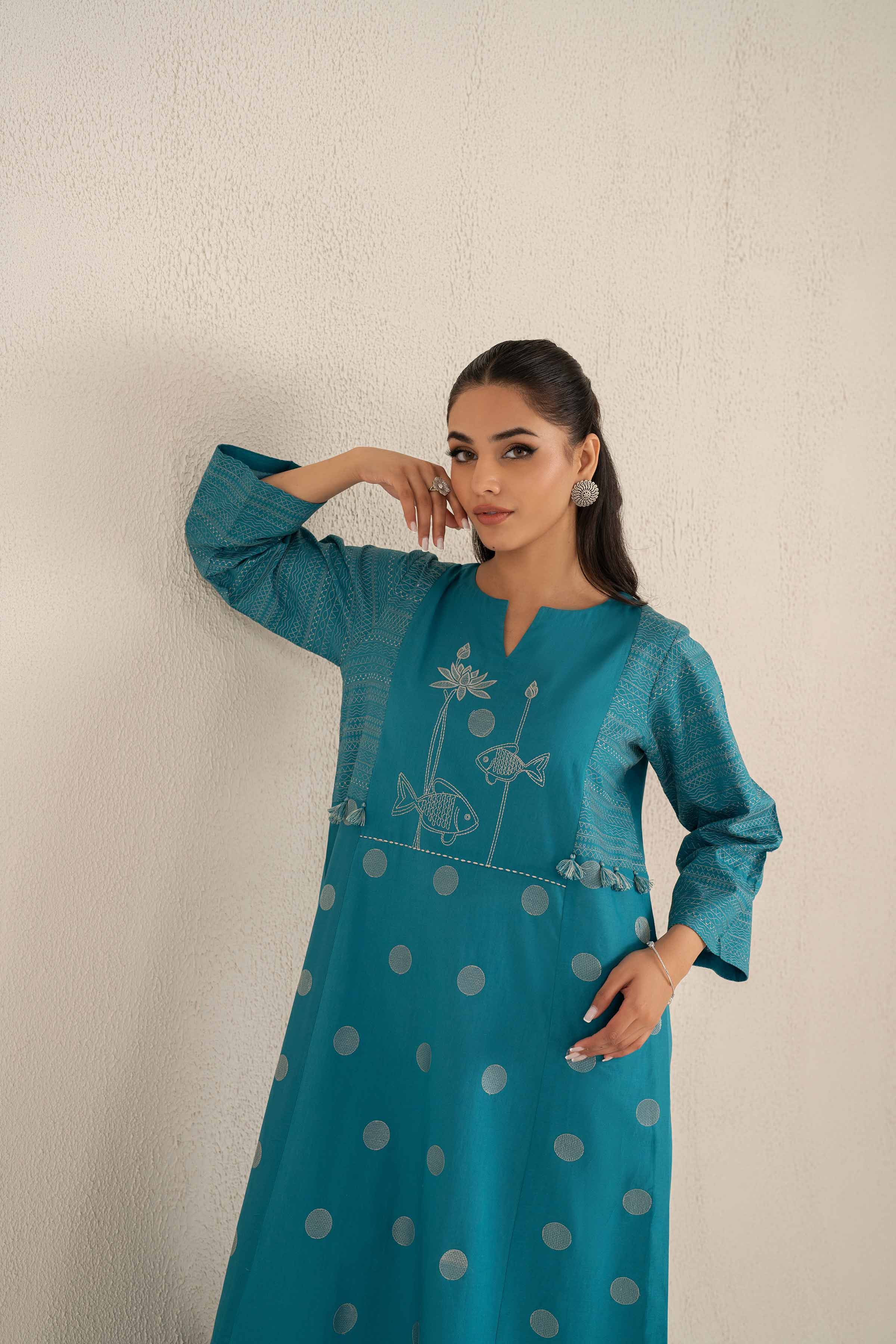 NishatUK - Ferozi Embroidered Cambric 1-piece ready to wear Shirt