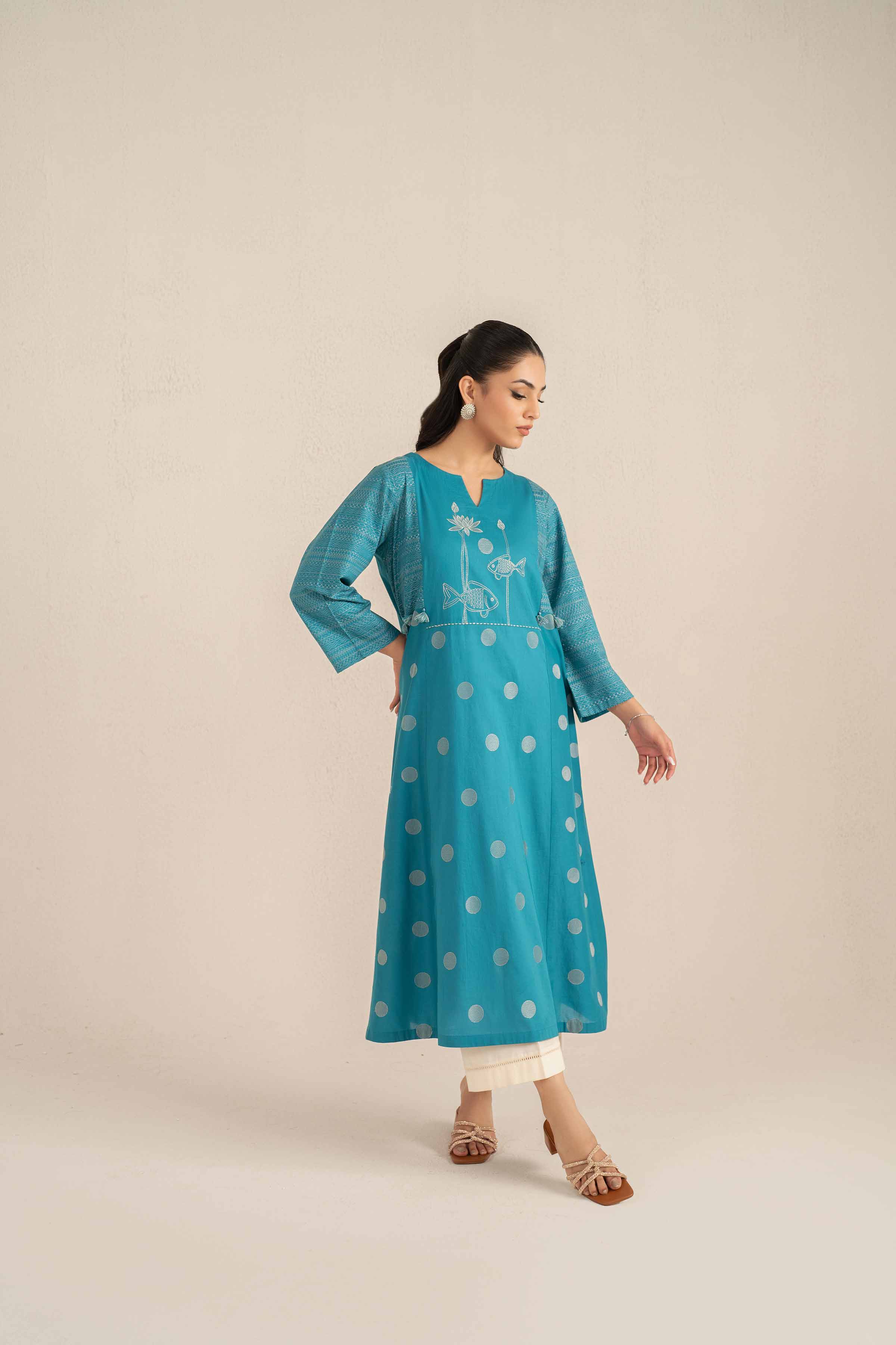 NishatUK - Ferozi Embroidered Cambric 1-piece ready to wear Shirt